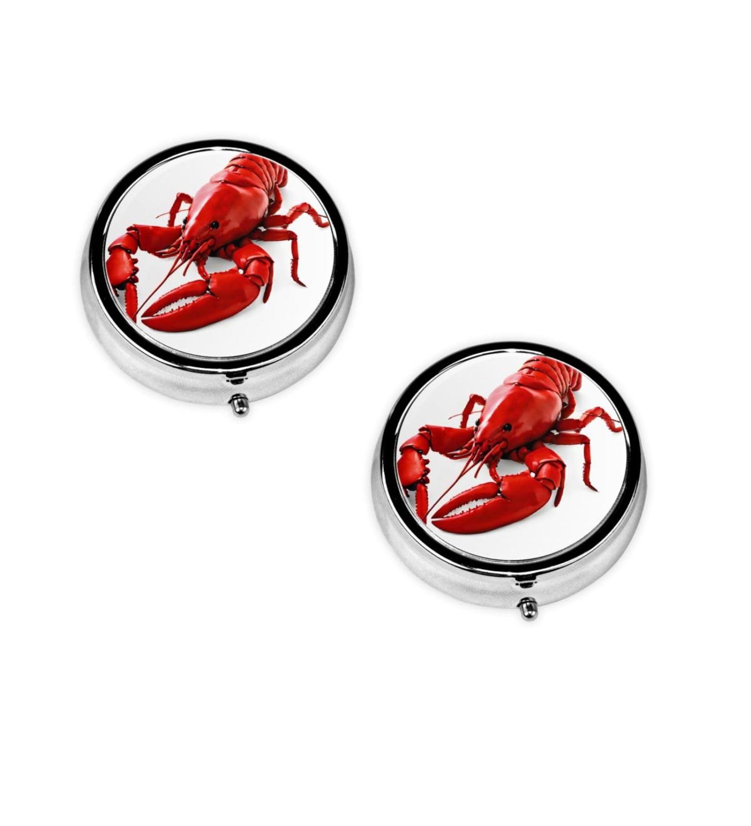 Shop Glutton Shrimps Round Pill Box - 3 Compartment Portable Travel Medicine Organizer | Decorative Mini Pocket Holder for Vitamins & Tablets - Buy Online on GoSupps.com