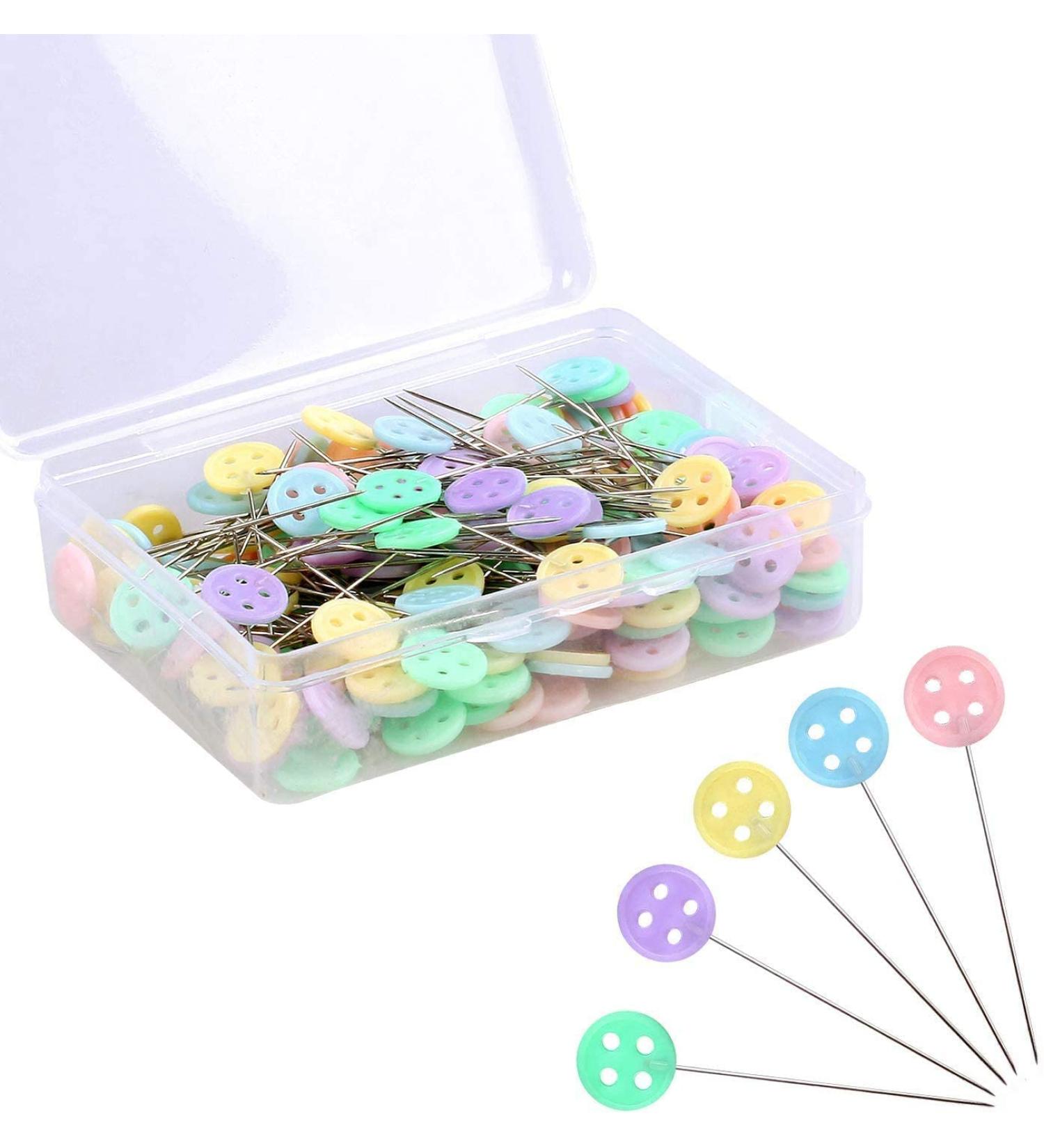 200 PCS Flat Head Sewing Pins for Fabric Quilting - Assorted Colored Heads Straight Pins in Box - DIY Sewing Supplies - Buy Online on GoSupps.com