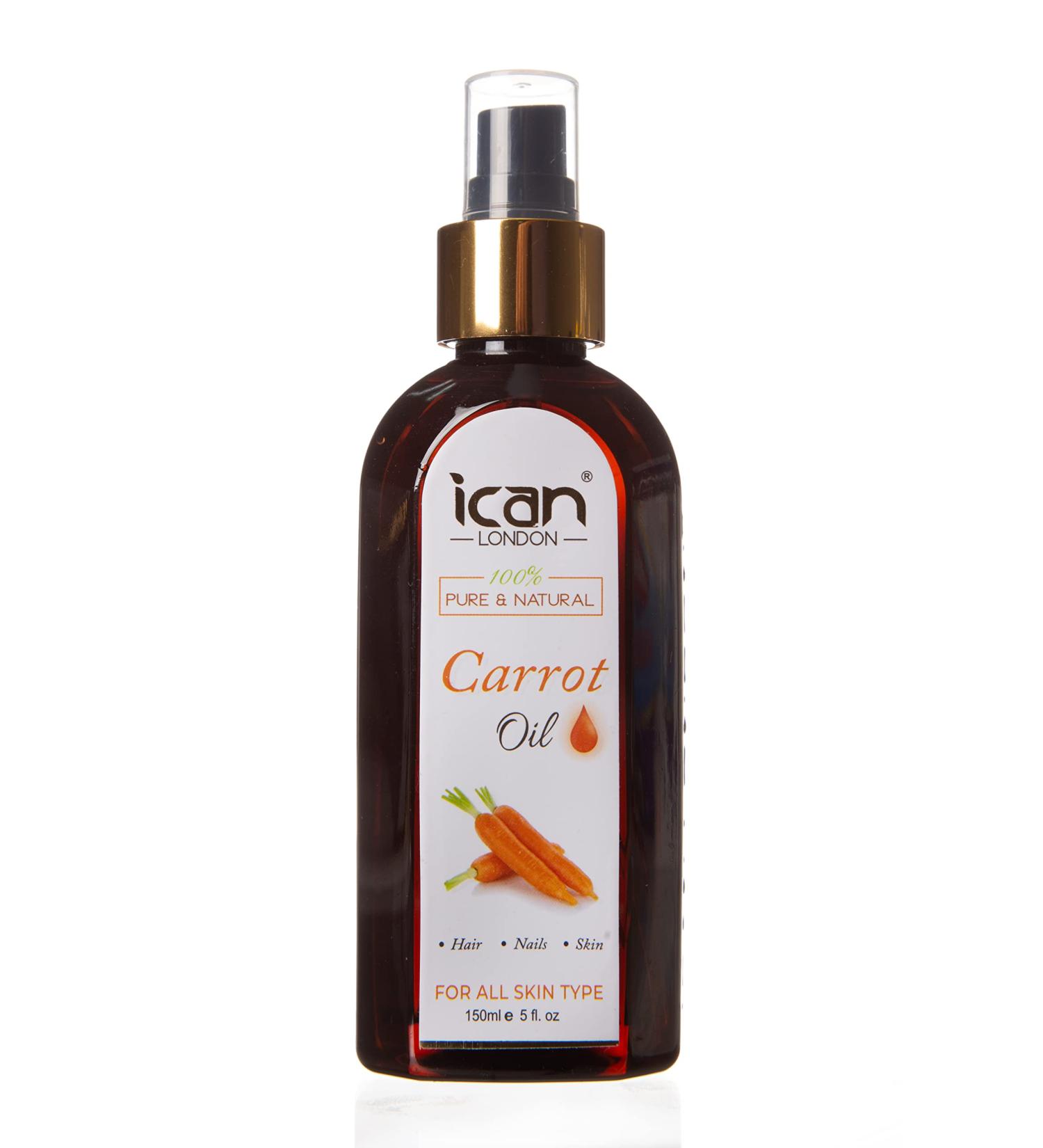 ICAN LONDON 100% PURE & NATURAL CARROT OIL FOR HAIR SKIN AND NAILS 150ML - Buy Online on GoSupps.com