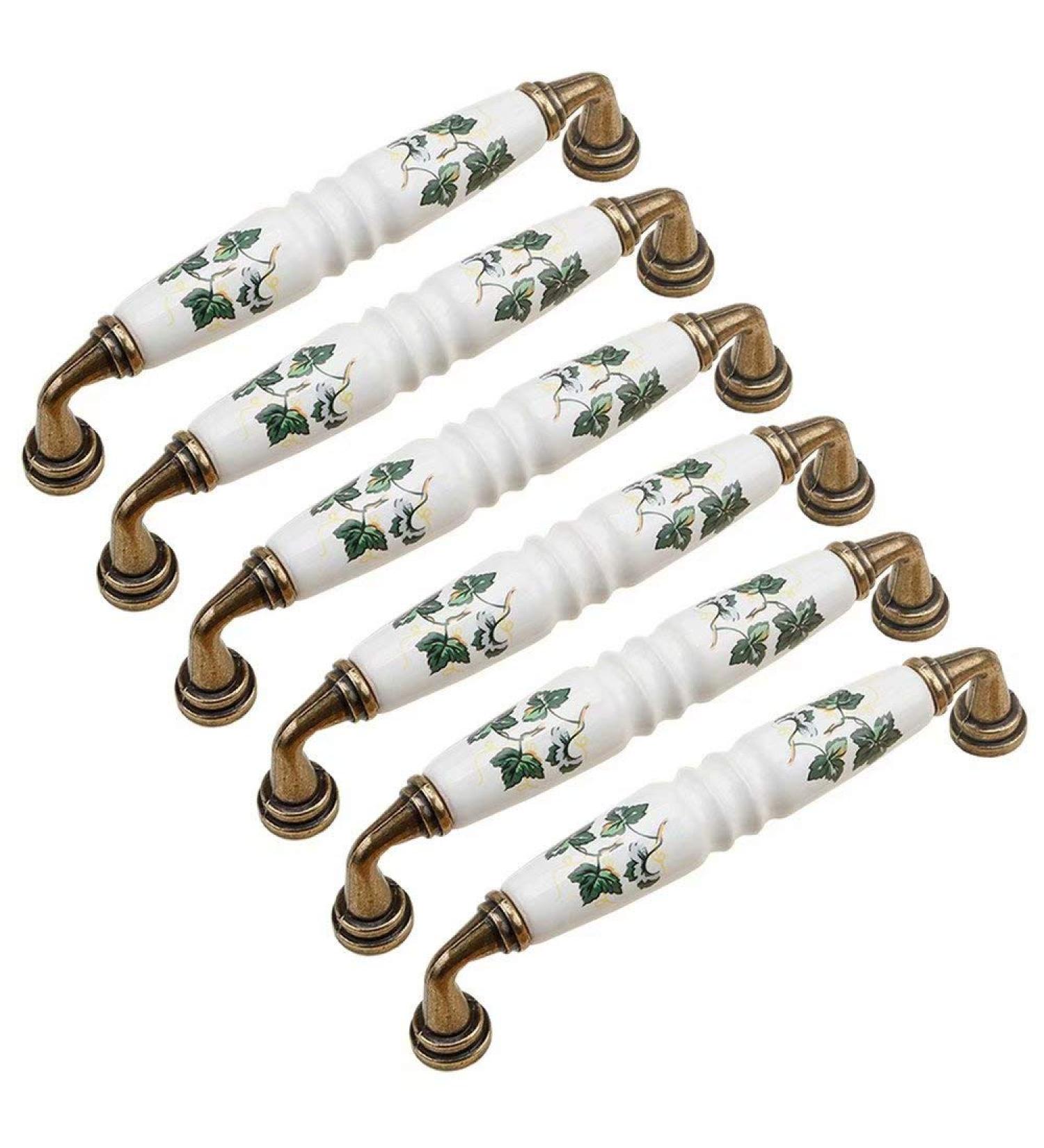 Creatwls 6-Piece Kitchen Cabinet Handles | Arch Furniture Hardware & Porcelain Knobs - 128mm Style B - Buy Online on GoSupps.com