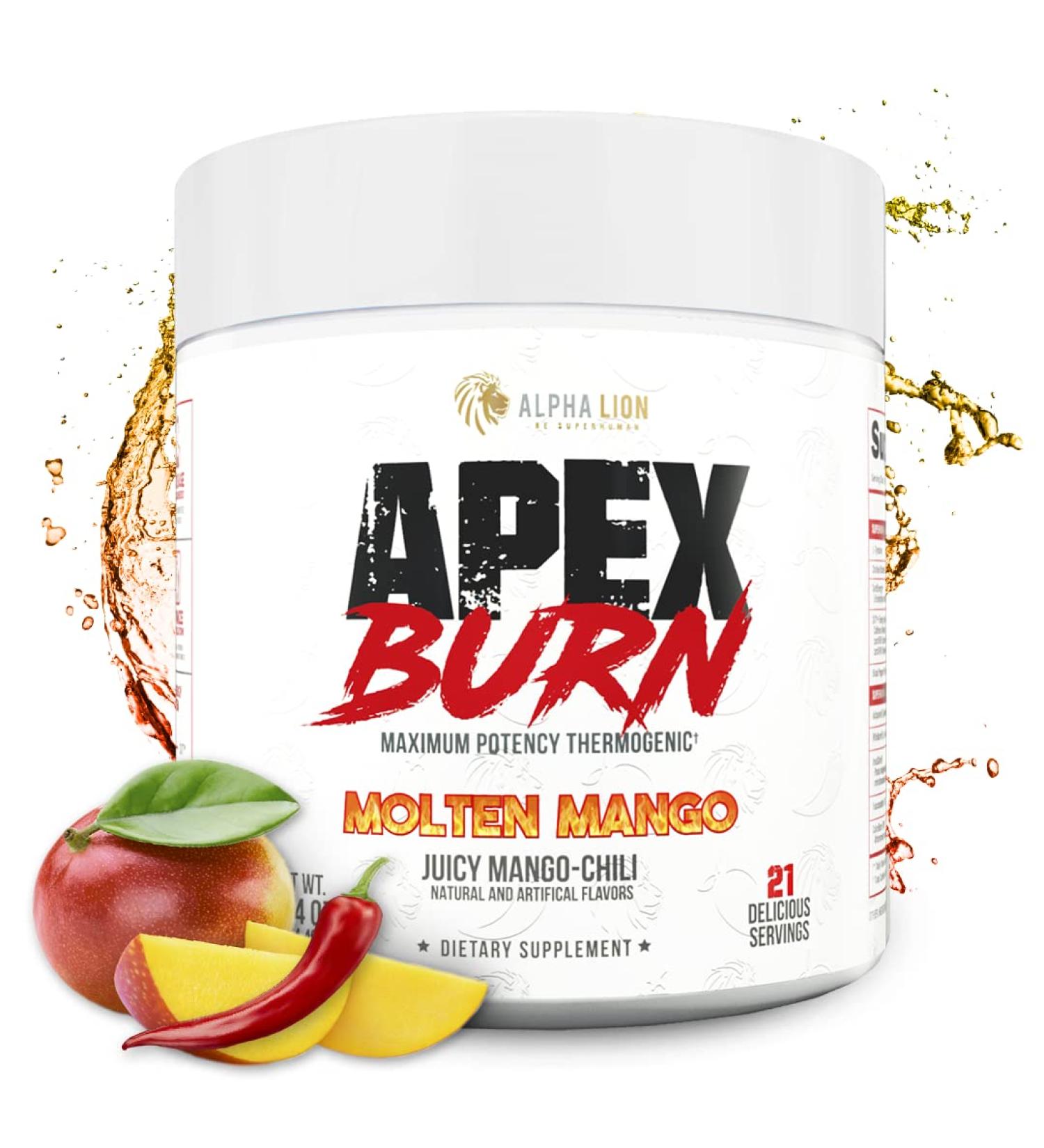ALPHA LION Apex Burn Weight Loss Supplement - Natural Thermogenic Fat Burner for Energy & Focus - Molten Mango Flavor (21 Servings) - Buy Online on GoSupps.com