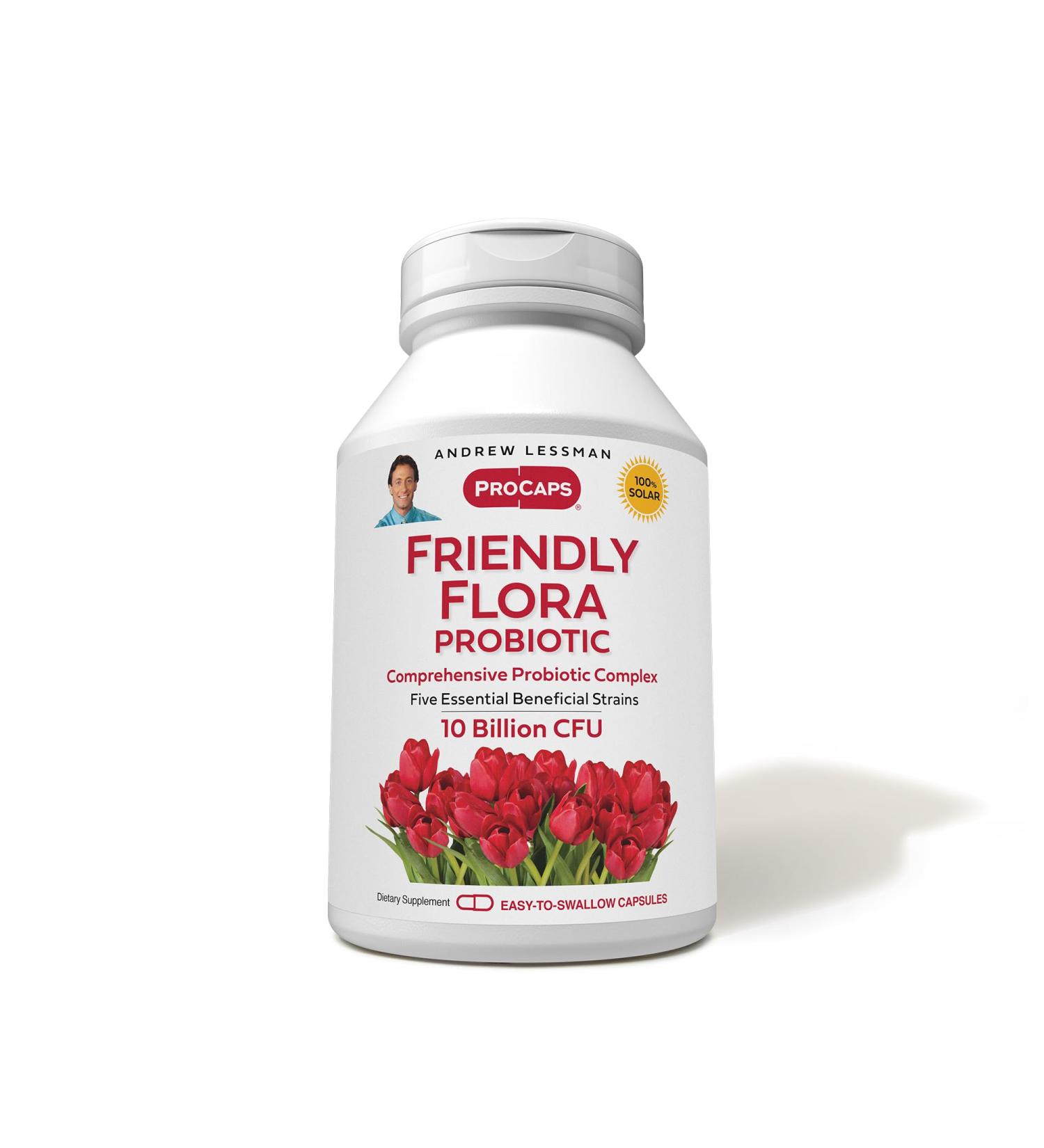 ANDREW LESSMAN Friendly Flora Probiotic 180 Capsules - 10 Billion CFU Comprehensive Blend of Five Probiotic Strains Powerful Immune and Digestive Support. Probiotics for Women or Men 180 Count (Pack of 1) - Buy Online on GoSupps.com