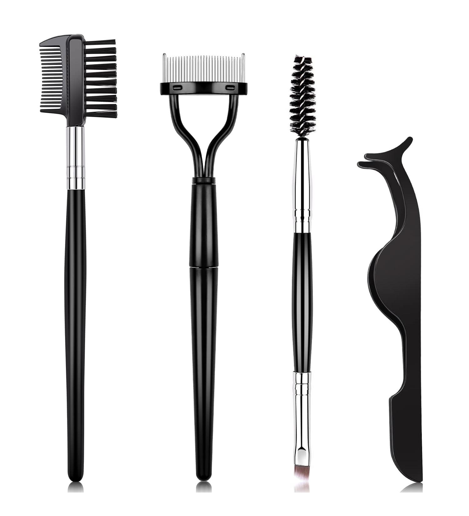 EBANKU Eyelash Comb & Spoolie Set - Double Ended Professional Eyelash Separator Tool for Perfect Lashes - 4pcs Black - International Shipping Available - Buy Online on GoSupps.com
