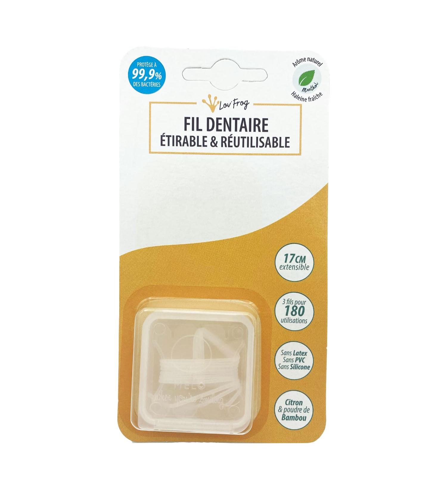 Lovfrog Dental Floss - Stretchable Reusable & Eco-Friendly | Prevents Mouth Bleeding | 100% Recyclable | Latex PVC & Silicone-Free | Box of 3 Dental Silks - Buy Online on GoSupps.com
