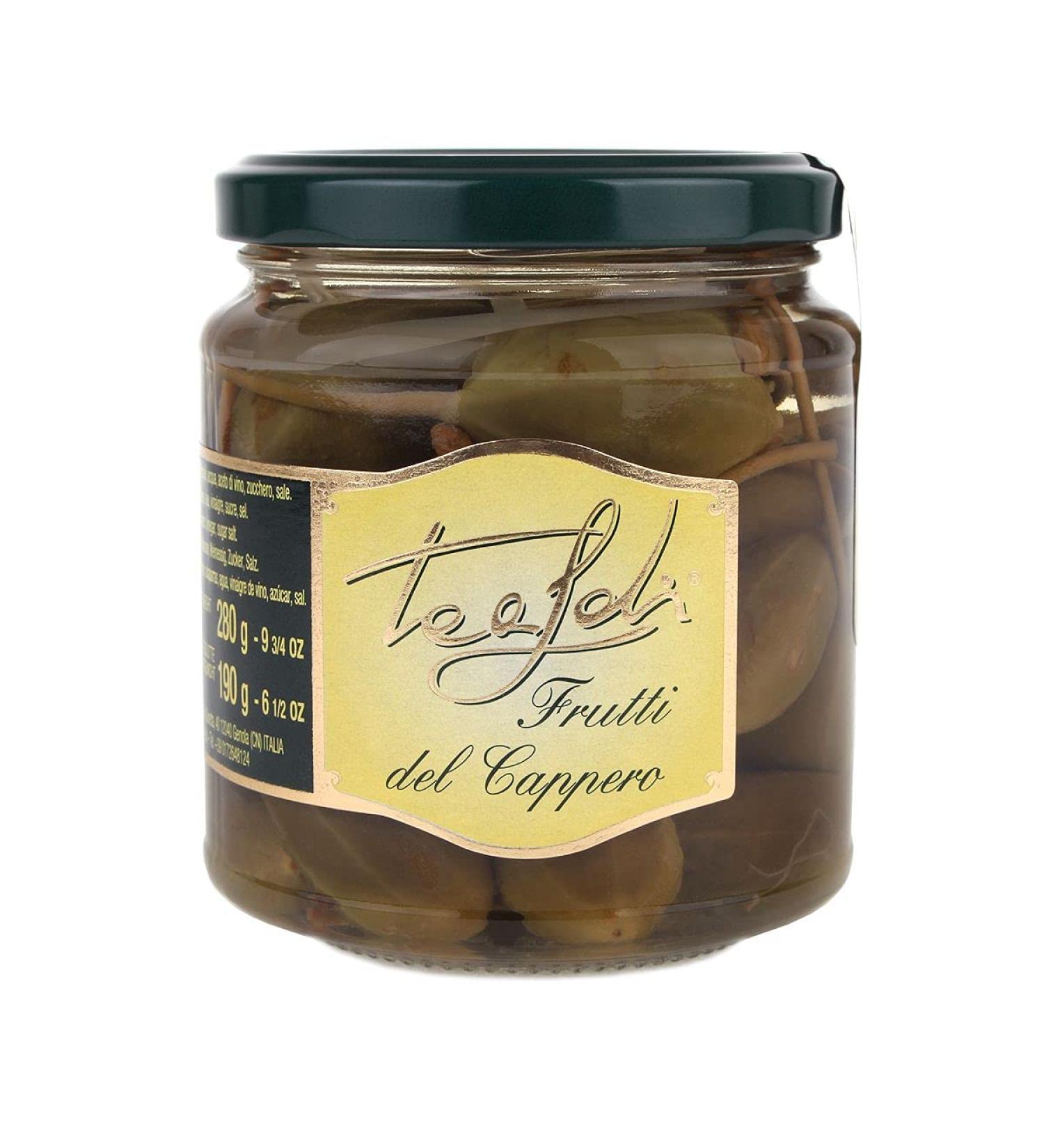 Tealdi Pickled Caper Apples in Jar - Authentic Italian Antipasti | 280g Large Capers with Stem - International Shipping Available - Buy Online on GoSupps.com