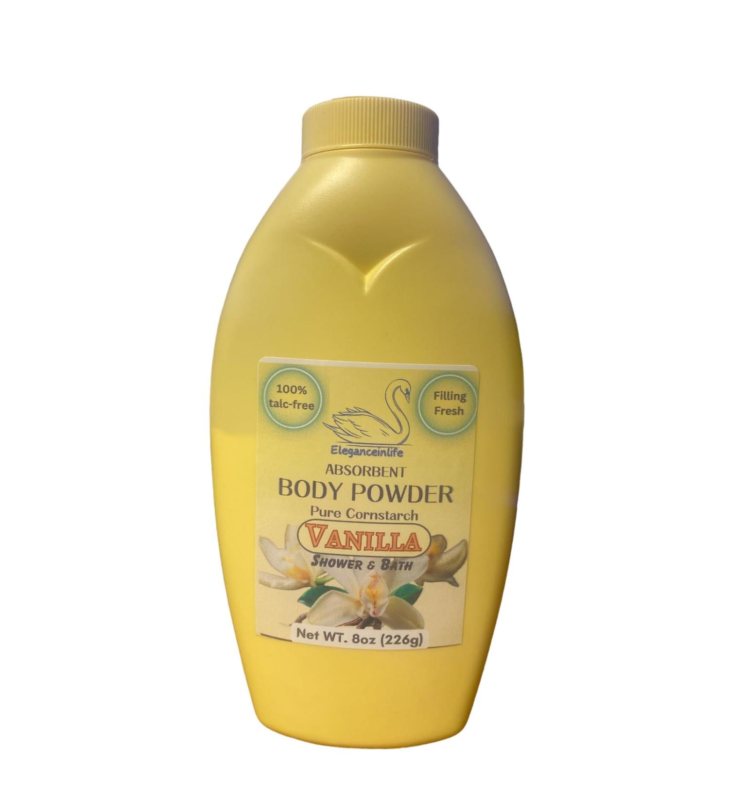 Buy Eleganceinlife Pure Cornstarch Body Powder - Talc-Free Vanilla Scent (8 oz) | International Shipping Available - Buy Online on GoSupps.com