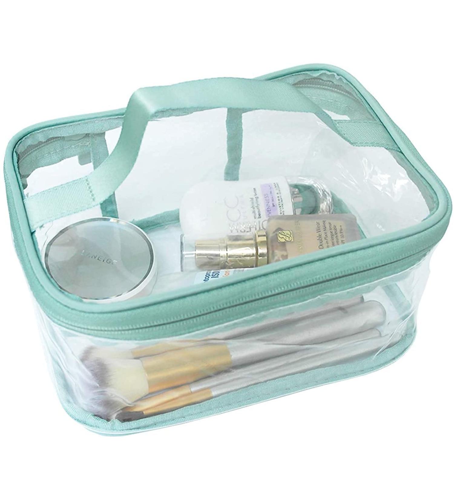 FIYUK Clear Green Toiletry Bag - Portable Waterproof Makeup Cosmetic Organizer for Travel - Buy Online on GoSupps.com