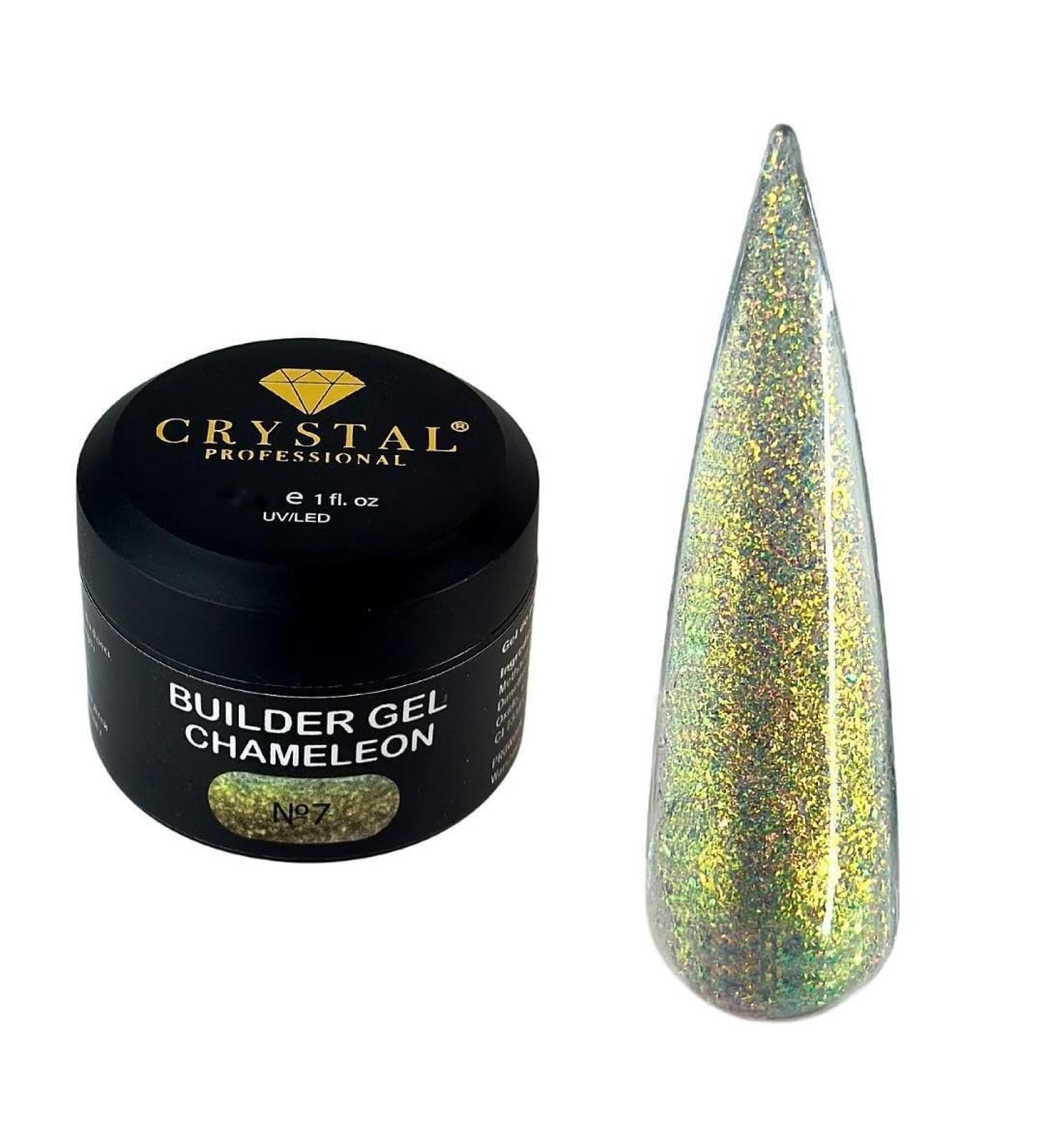 Crystal Professional Gel Builder 50ml Gel Nails Glitter Chameleon Effect Medium Consistency Builder Gel for Creative Modeling and Strengthening UV Gel Gold Glitter 007