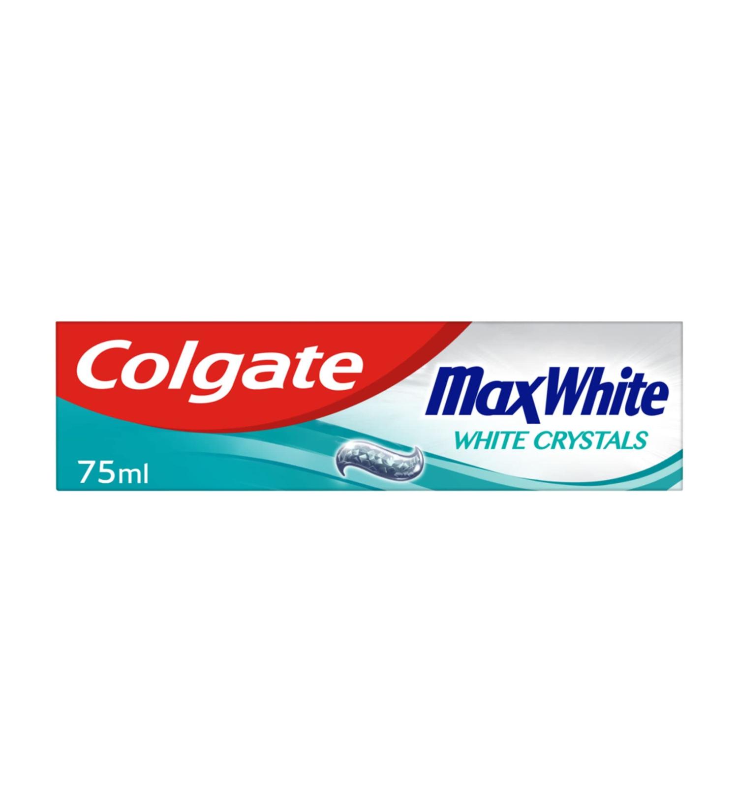 COLGATE - Max White Crystal Toothpaste - For Whiter Teeth and Long-Lasting Fresh Breath - Removes Plaque and Surface Stains - 75 ml - Buy Online on GoSupps.com