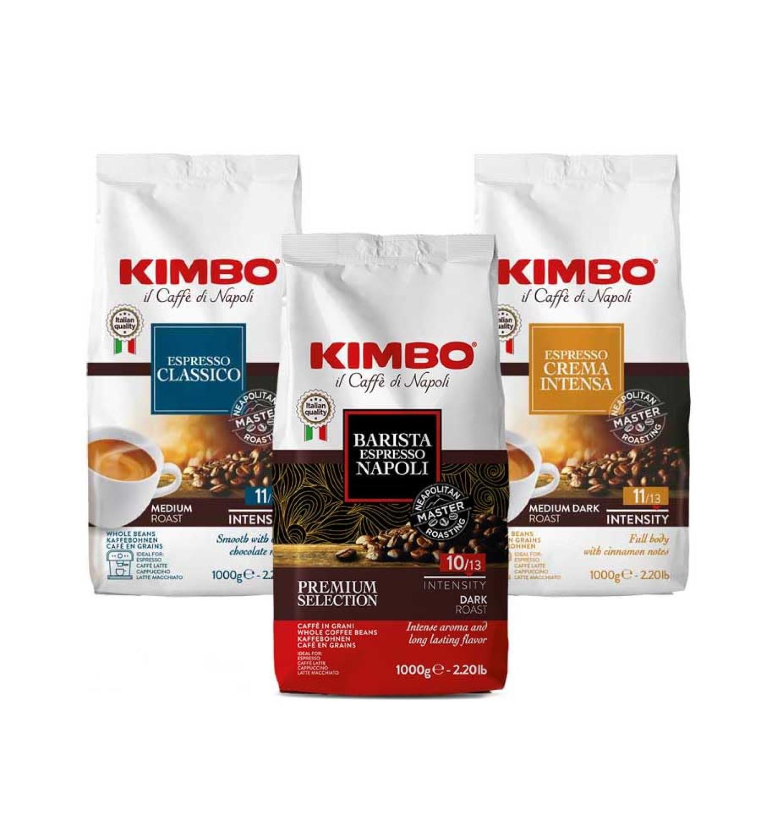 Kimbo coffee beans tasting set: Classico, Espresso Napoli, Crema Intensa 1 kg x 3
