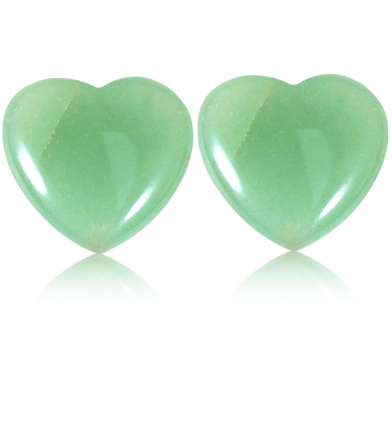 Soulful Healing Green Aventurine Crystal Heart Pocket Stones - 20mm (2pcs) for Reiki, Meditation, and Stress Relief - Buy Online on GoSupps.com