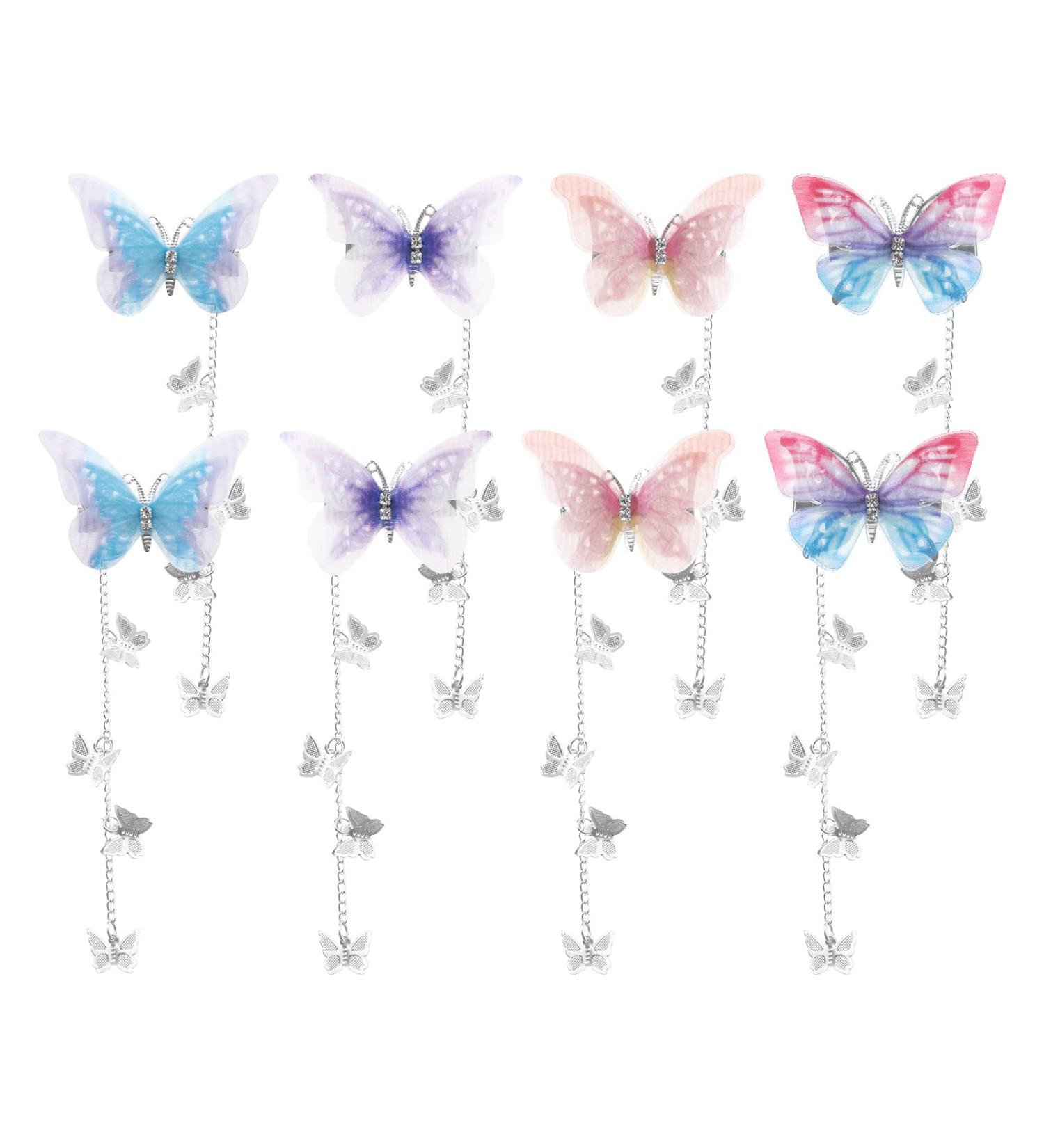 4 Pairs (8 Pieces) Butterfly Hair Clips Fairy Hair Clip Tassel Hair Accessories Elegant Headwear Hair Accessories for Girls Women - Buy Online on GoSupps.com