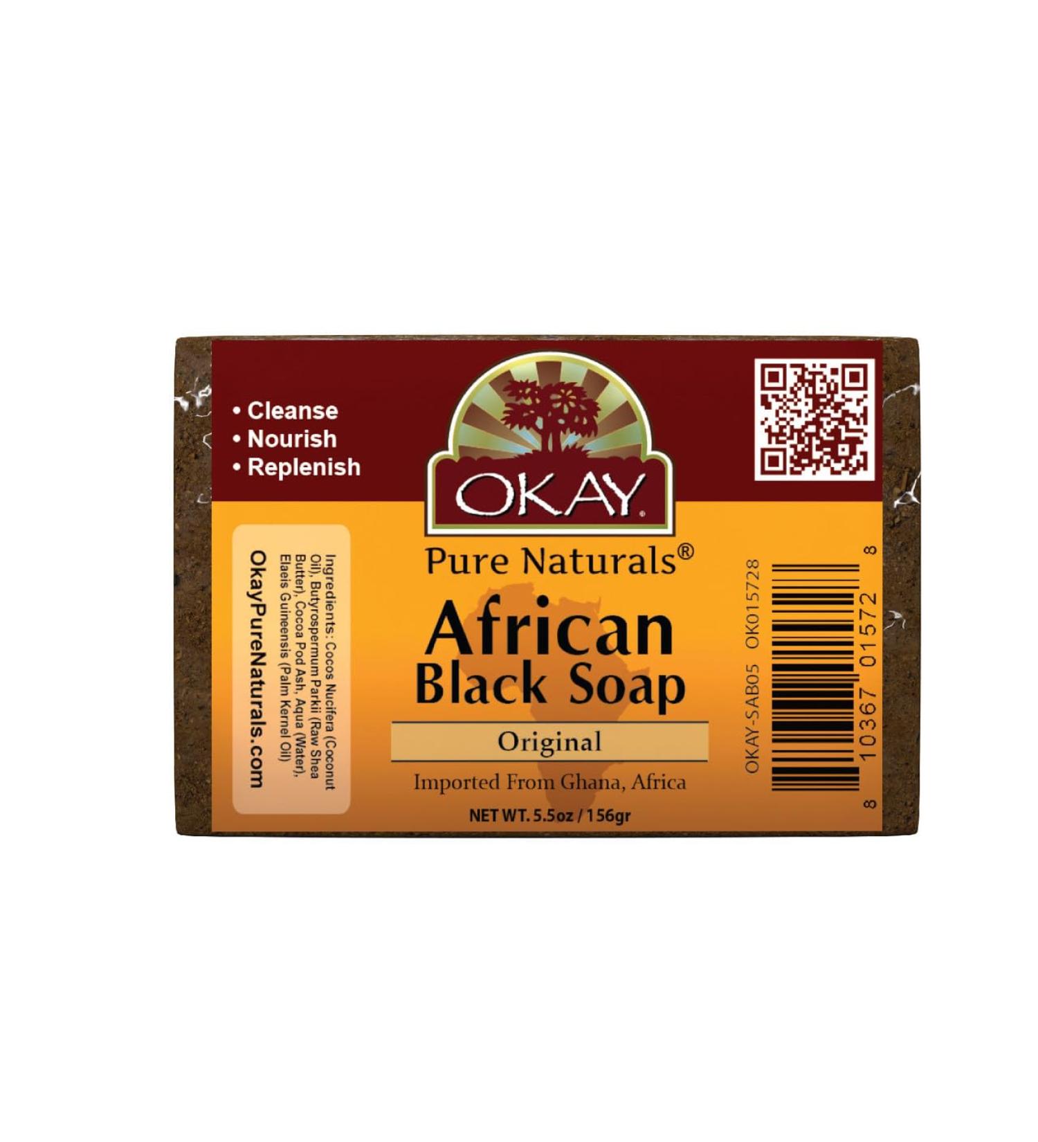 OKAY Pure Naturals African Black Soap 5.5 Ounce 0.16 kg - Buy Online on GoSupps.com