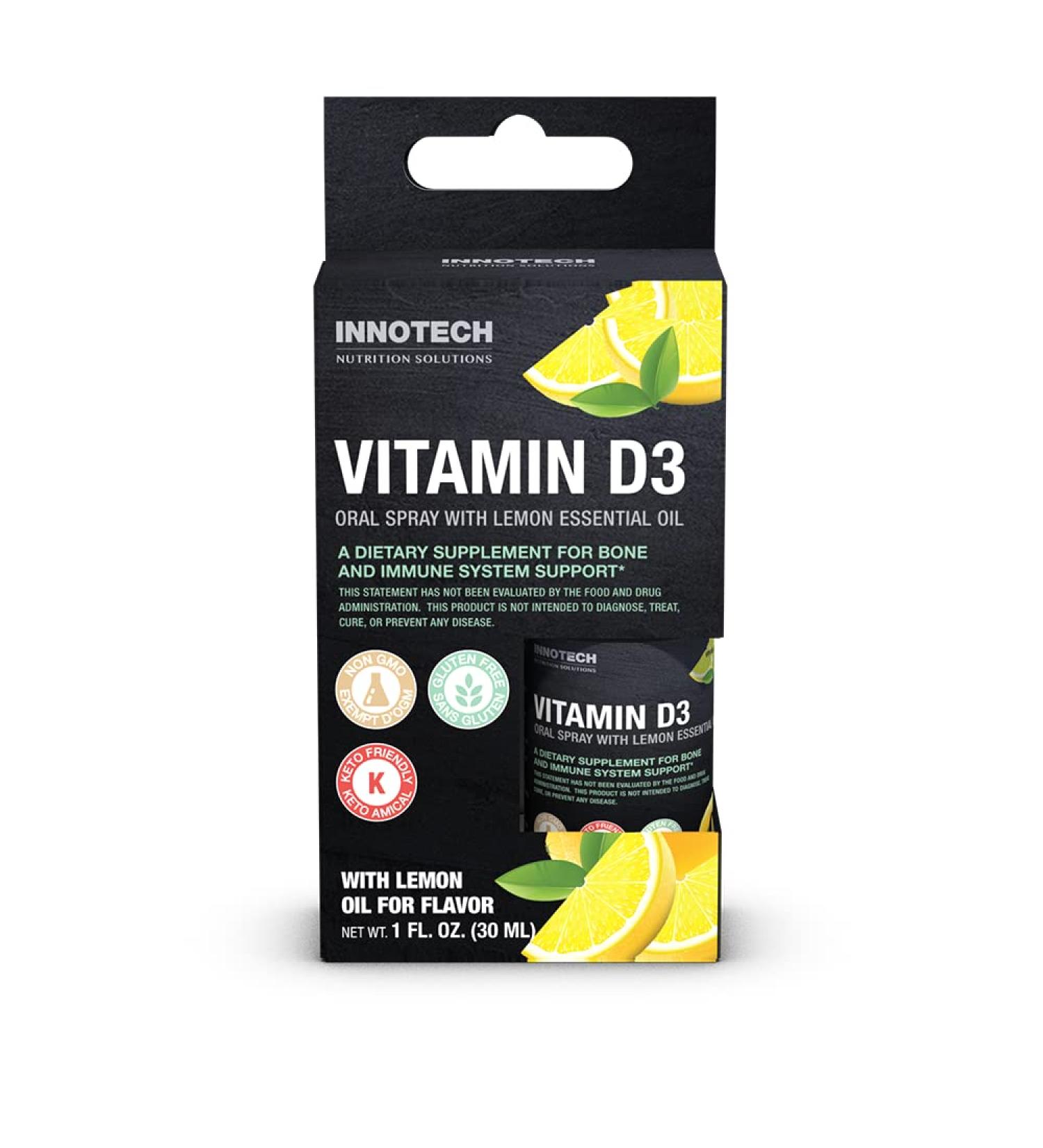 INNOTECH Nutrition: Vitamin D3 Oral Spray, Lemon Flavour - 30 ml - Buy Online on GoSupps.com
