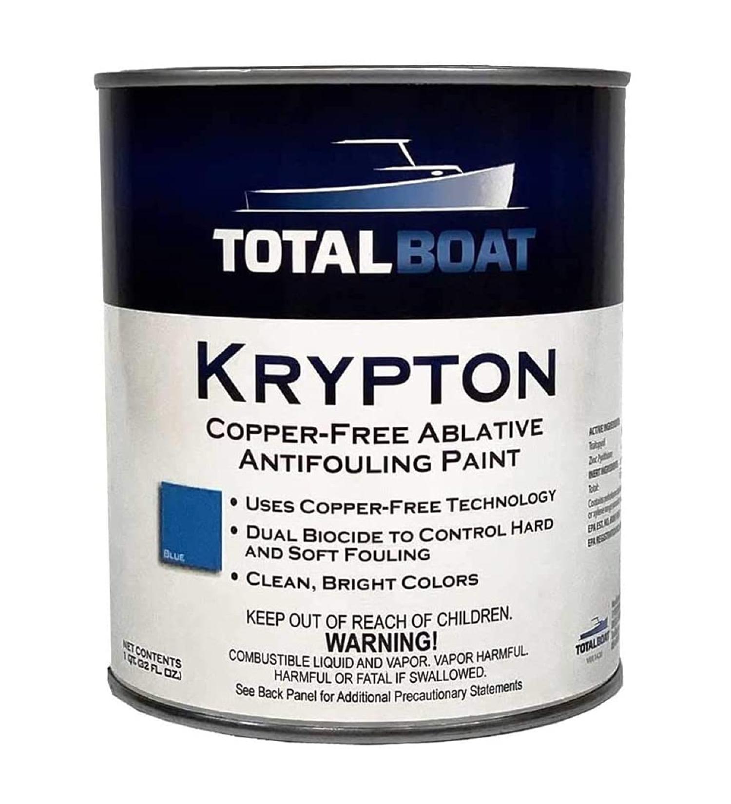 TotalBoat Krypton Copper-Free Antifouling Bottom Paint - Blue Quart for Fiberglass, Wood, Aluminum, Steel Boats, Outdrives & Trim Tabs - Buy Online on GoSupps.com