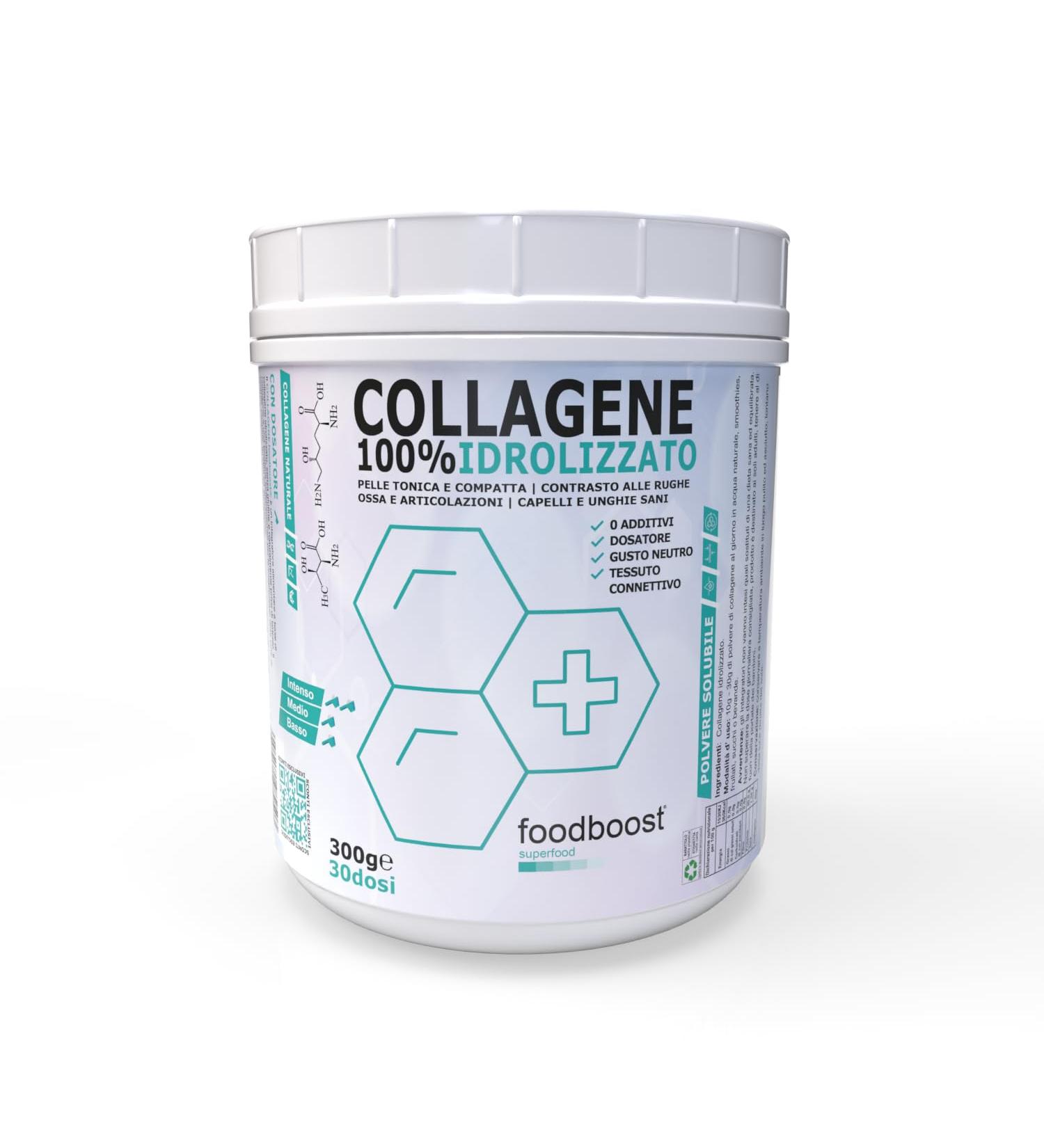 foodboost srl Collagen powder 300 g elastic skin hair nails joints connective tissue neutral 100 natural - Buy Online on GoSupps.com