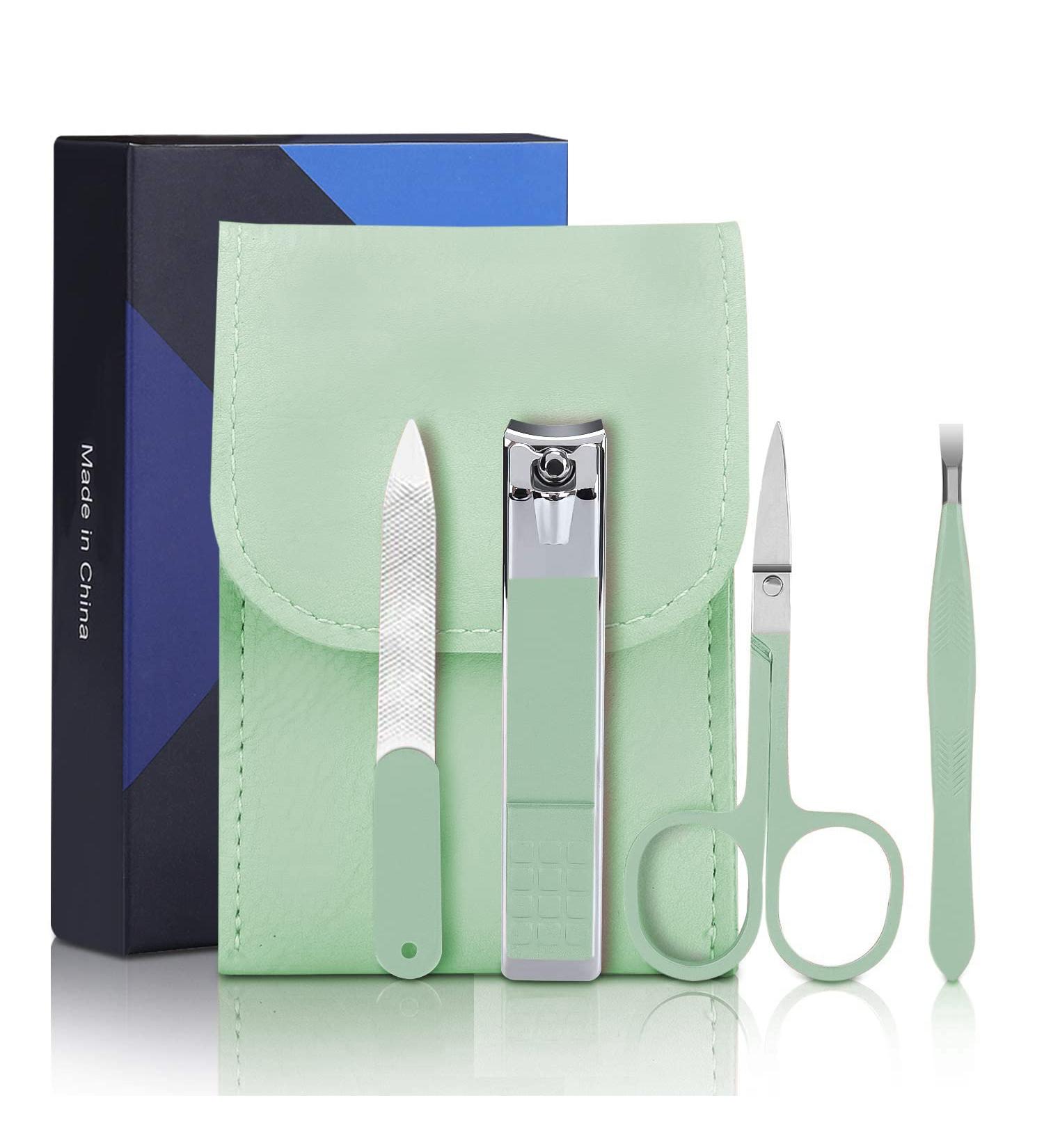 ACEOCE Nail Clipper Set for Men - 4PCS Mini Manicure Grooming Kit in Mint Green | Perfect Gift for Men, Lovers, and Parents - Buy Online on GoSupps.com