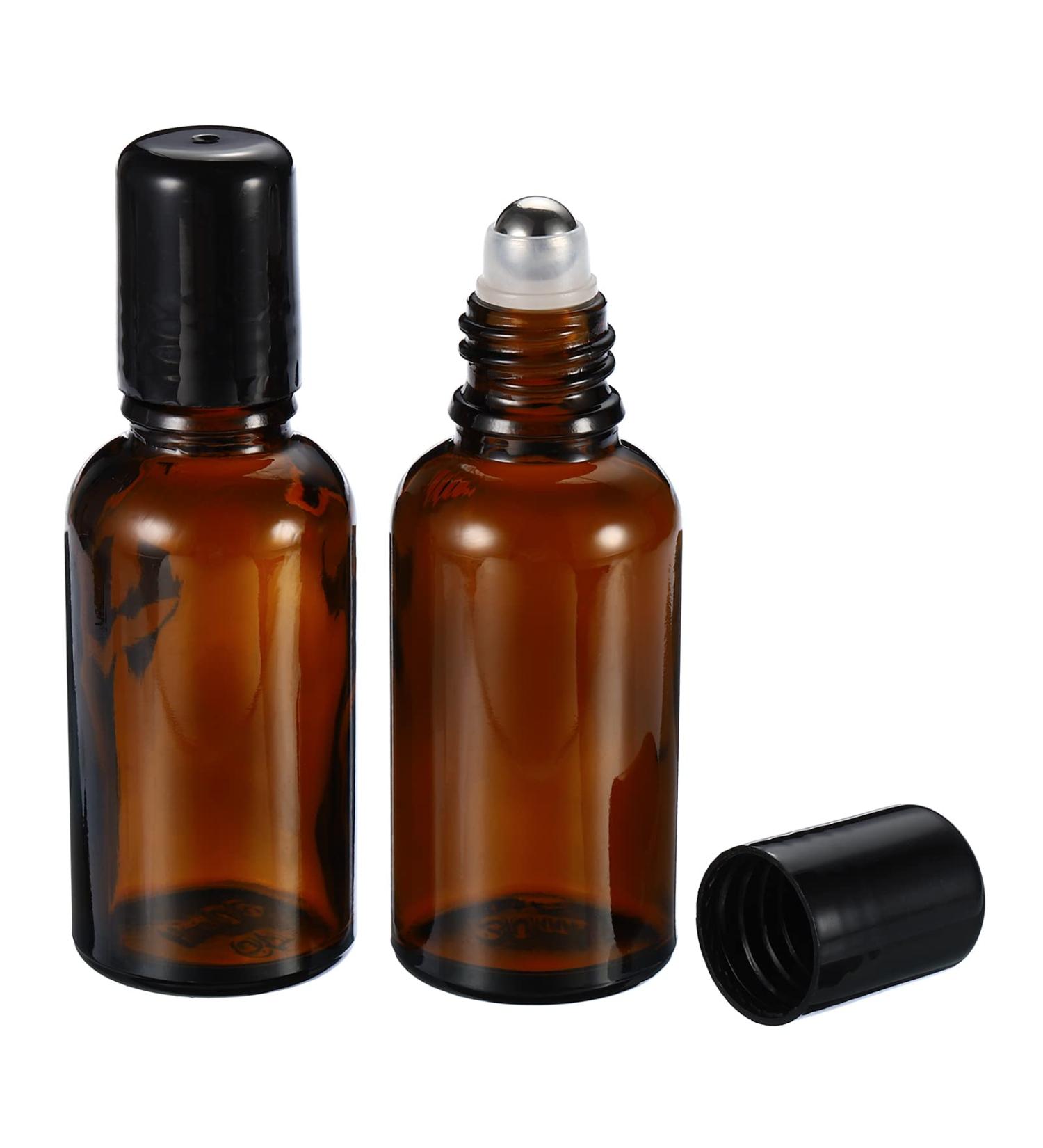 PATIKIL 30mL Roller Bottles 3 Pack Amber Glass Essential Oil Roller Ball Black Caps Refillable Sample Containers Brown - Buy Online on GoSupps.com