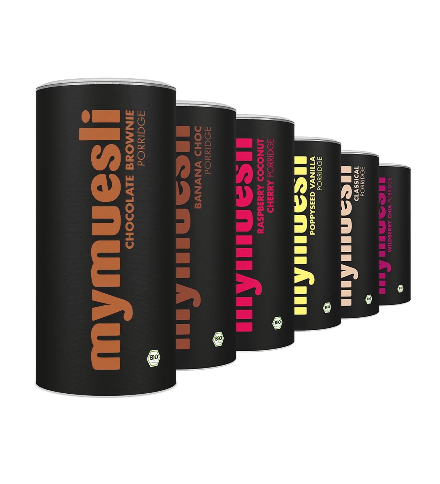 Coffret porridges best-seller par mymuesli (6 x 400 g) avec 1 x Cheesecake myrtille 1 x Classic Pur 1 x Wildberry Chia 1vx Pavot Vanille 1 x Banane Choco & 1x Pomme Cannelle Crisp - Buy Online on GoSupps.com