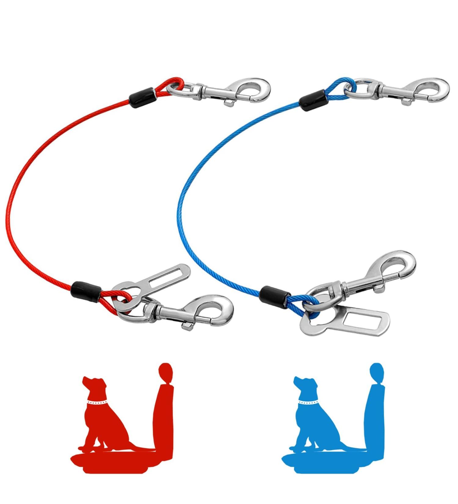 Buy Mi Metty Strap-On Dog Car Leash - Bite-Proof Steel Wire 24 inch/60 cm Red+Blue - Perfect for All Dogs - International Shipping Available - Buy Online on GoSupps.com