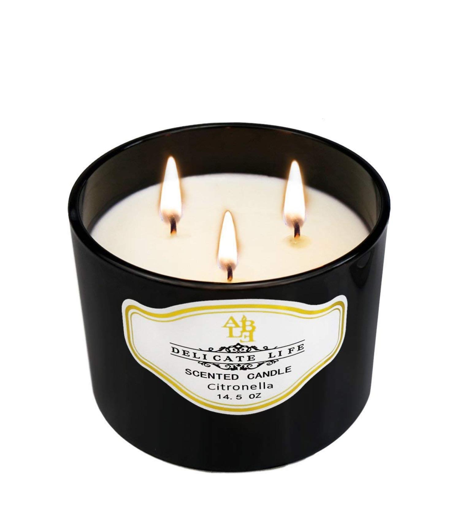 YCYH Citronella 3-Wick Soy Wax Candle | 80 Hour Burn | 14.5 oz | Highly Scented Indoor/Outdoor Long Lasting Formula - Buy Online on GoSupps.com