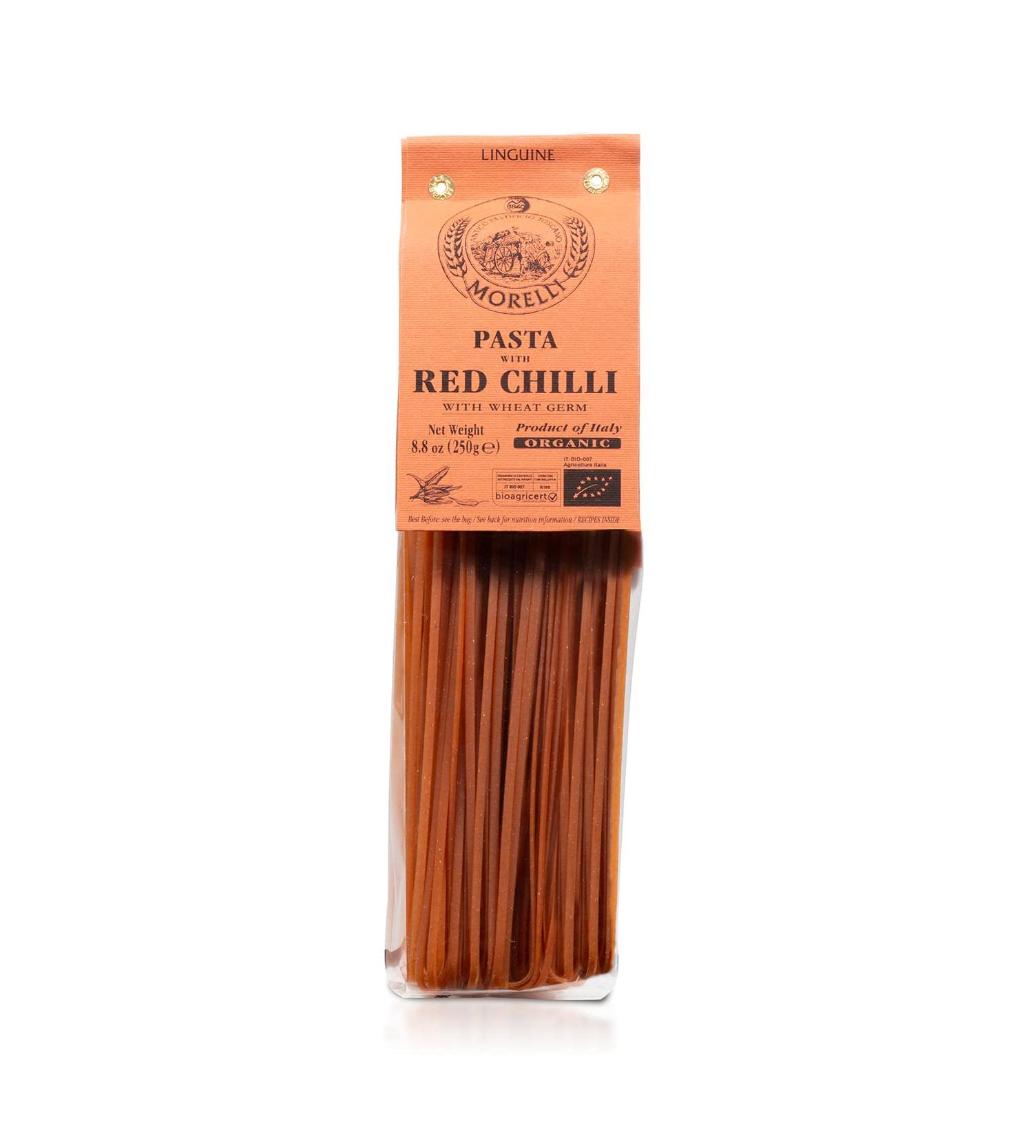 Morelli Red Chili Linguine Pasta - 8.8oz (250g) - Organic Italian Pasta from Italy - Non-GMO - Gourmet Red Pepper Pasta - Buy Online on GoSupps.com