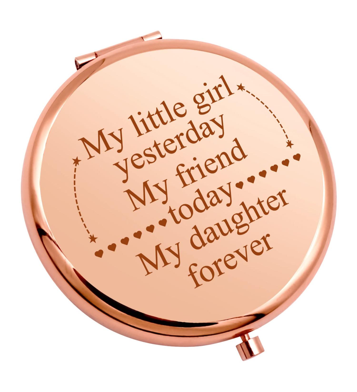 Daughter Gifts Compact Makeup Mirror - Rose Gold Pocket Mirror for Graduation, Wedding, Birthday - Inspirational Gift from Mom & Dad - Perfect Valentine's Day Gift - Buy Online on GoSupps.com