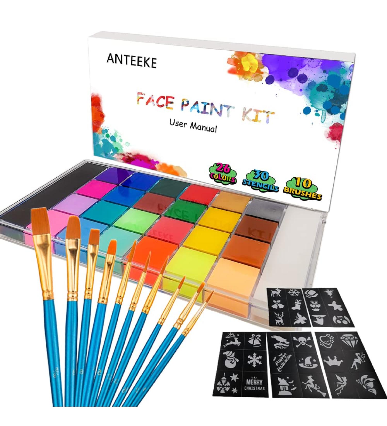 Anteeke Body Paint Face Color Kit - 26 Water-Soluble Palette for Kids | Perfect for Halloween Christmas Easter Carnival & Cosplay Makeup - Buy Online on GoSupps.com