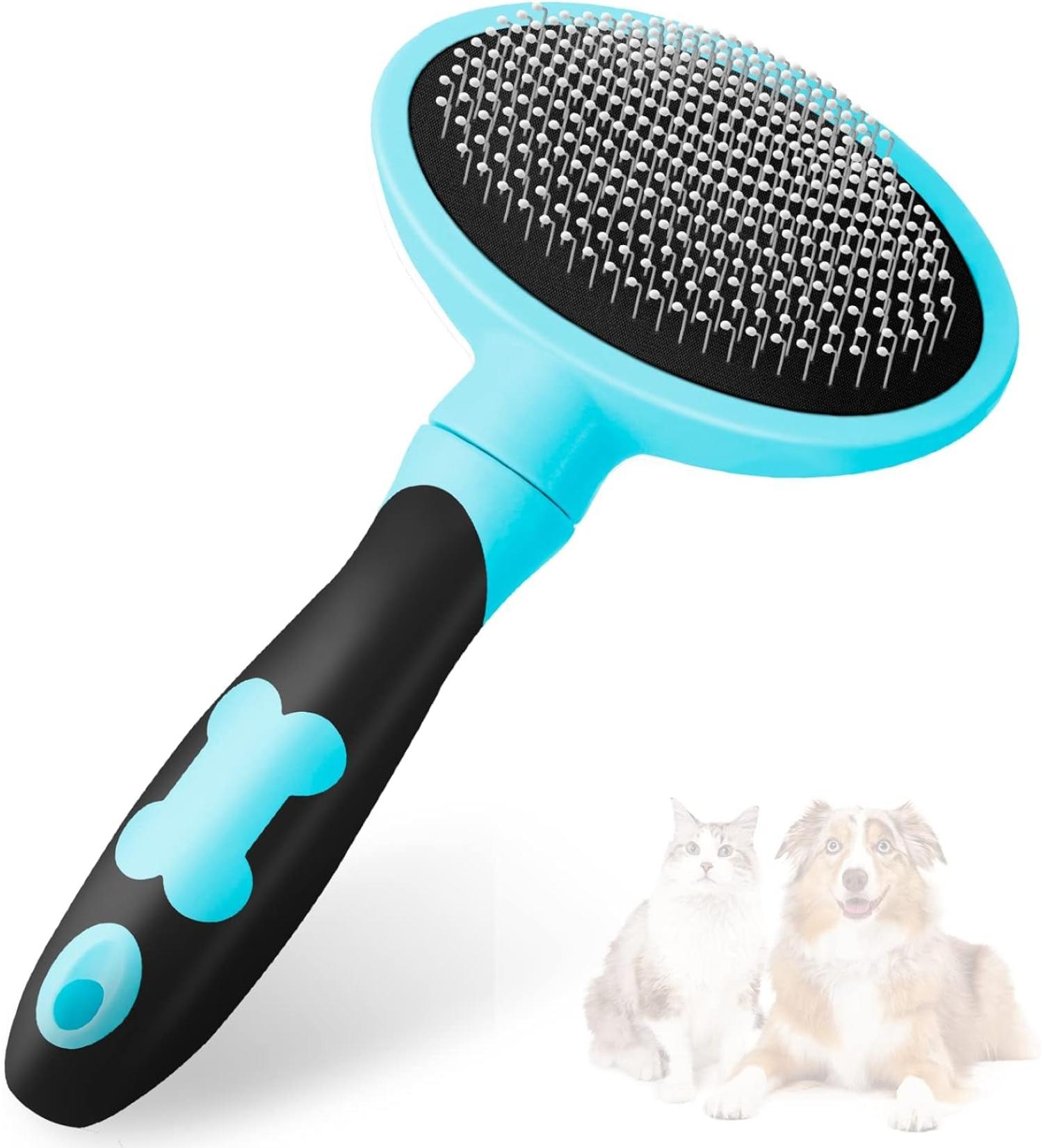 Pleasantsong Dog & Cat Grooming Brush with Self Cleaning Button - For Short/Long Hair, Removes Undercoat, Loose Fur & Dirt - Buy Online on GoSupps.com
