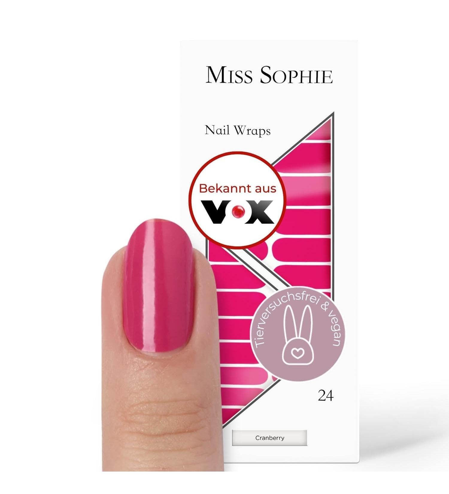 Original Miss Sophie Nail Foils Cranberry | 24 Ultra-Thin Nail Polish Strips for Finger & Toenails | Sticks to Natural Acrylic Gel & Shellac Nails - Buy Online on GoSupps.com