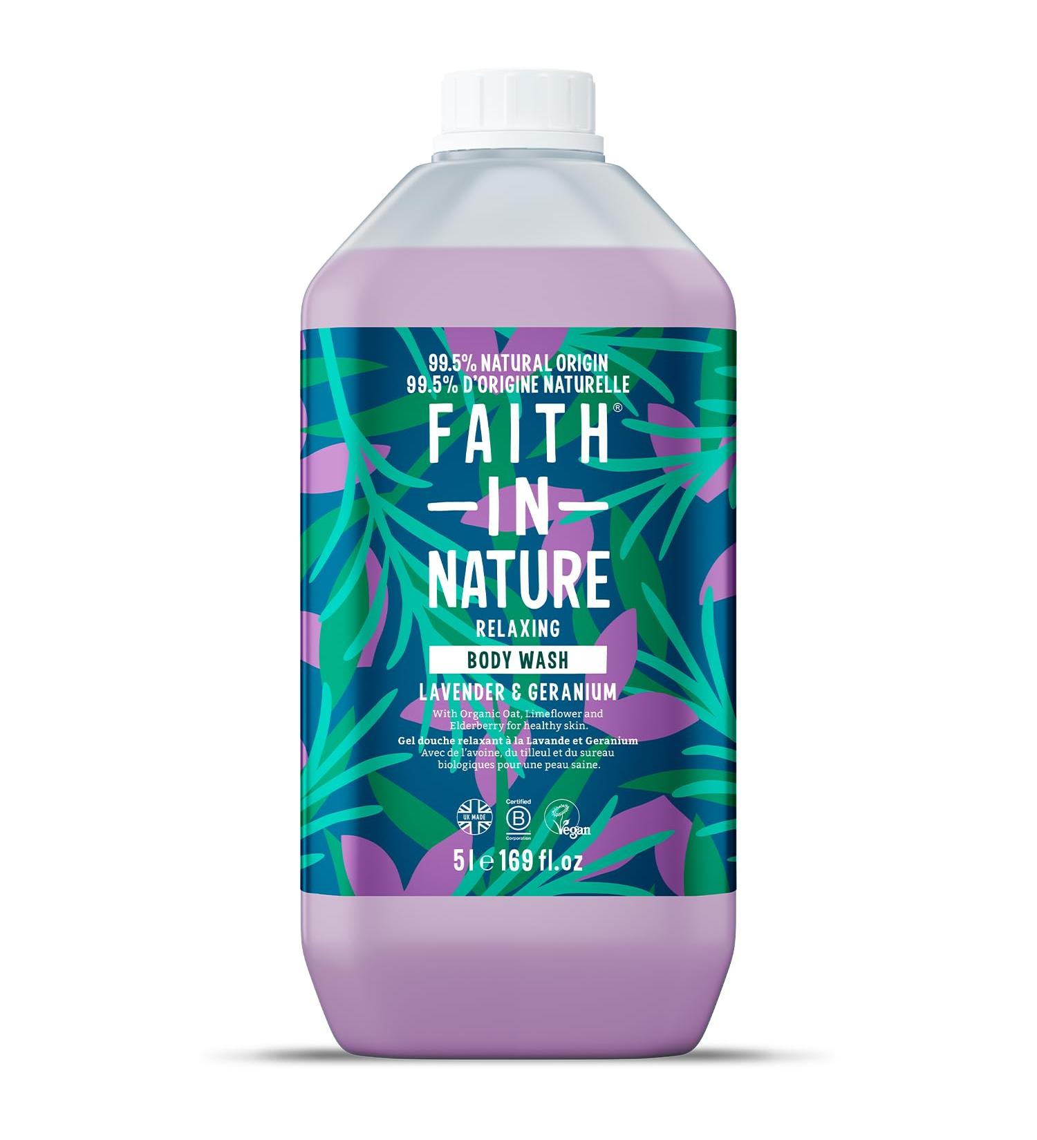 Faith In Nature - Bubble Bath - Vegan & Cruelty Free SLS & Paraben Free - 5 Litre Refill Pack - Lavender & Geranium - Buy Online on GoSupps.com