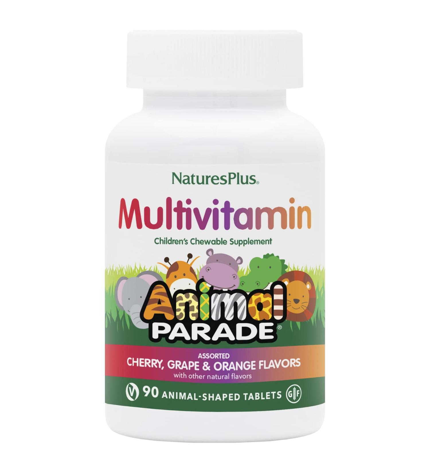 Natures Plus Animal Parade Children's Chewable Multivitamin - 90 Vegan Tablets Natural Flavors Gluten Free - Pack of 2 for Healthy Kids - International Shipping Available - Buy Online on GoSupps.com