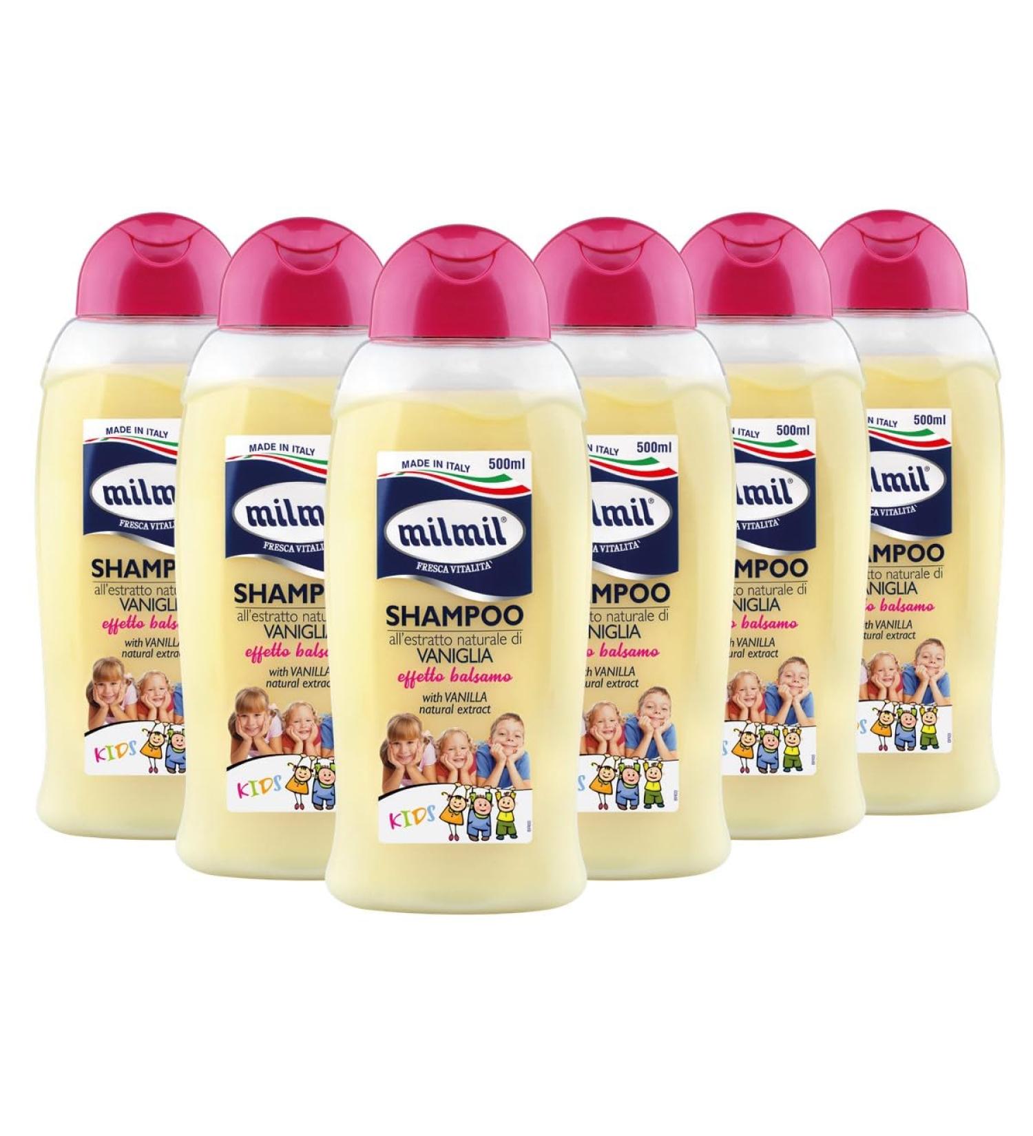  Milmil MILMIL Kids Shampoo - With natural vanilla extract - Balsamorous effect - 500 ml - Pack of 6 - Buy Online on GoSupps.com