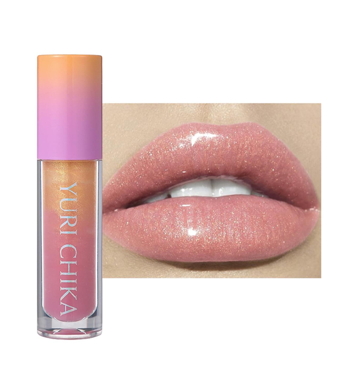Nude Pink Lip Gloss - Long Lasting Hydrating Non-Sticky Shine | Fine Shimmer Glitter Liquid Lipstick for Fuller Lips - Perfect Makeup for Women & Girls (03 - Buy Online on GoSupps.com