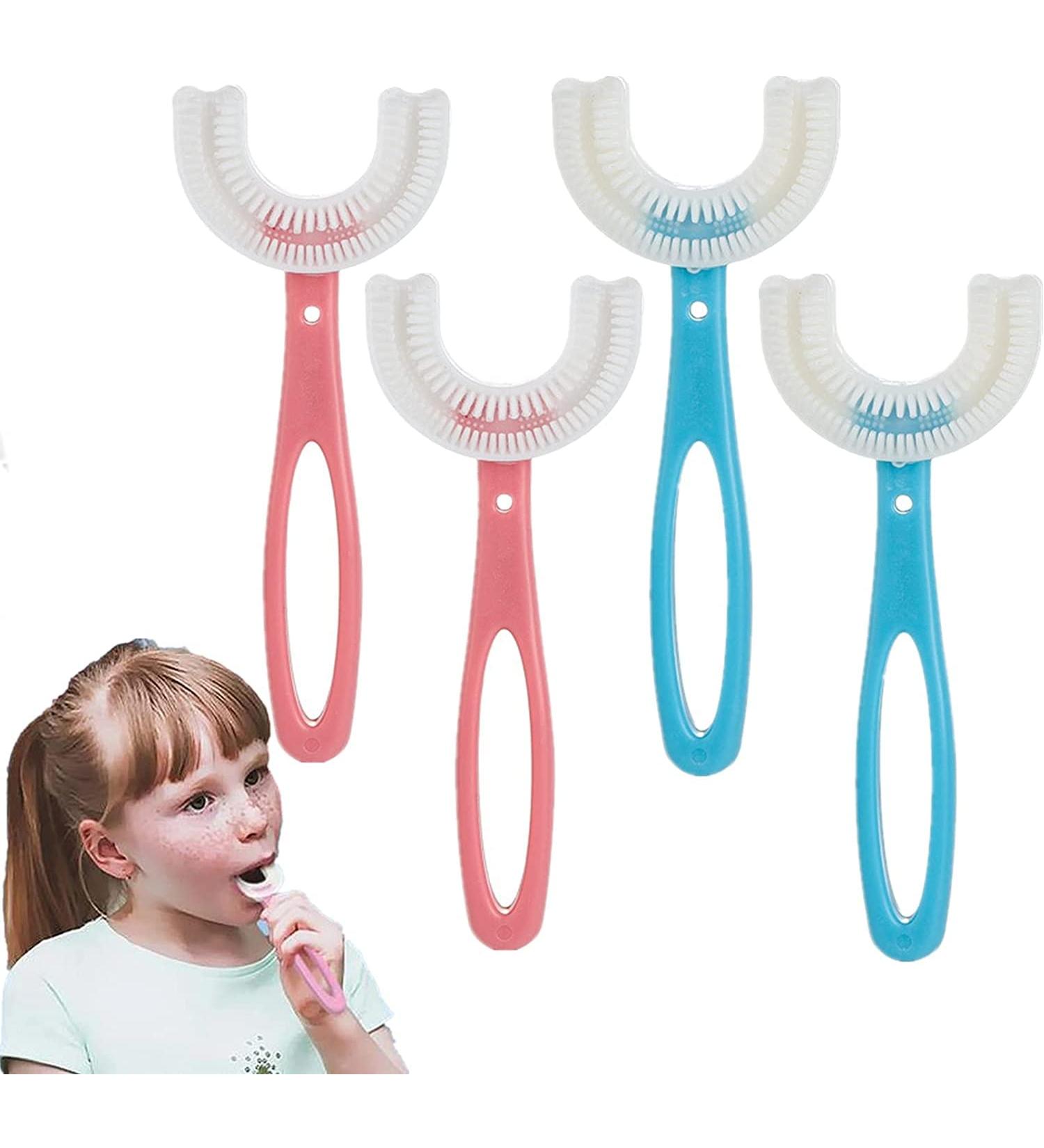 4-Piece U-Shaped Silicone Toothbrush Set for Kids (Ages 6-12) | All-Round Cleaning & Gum Massage - Buy Online on GoSupps.com