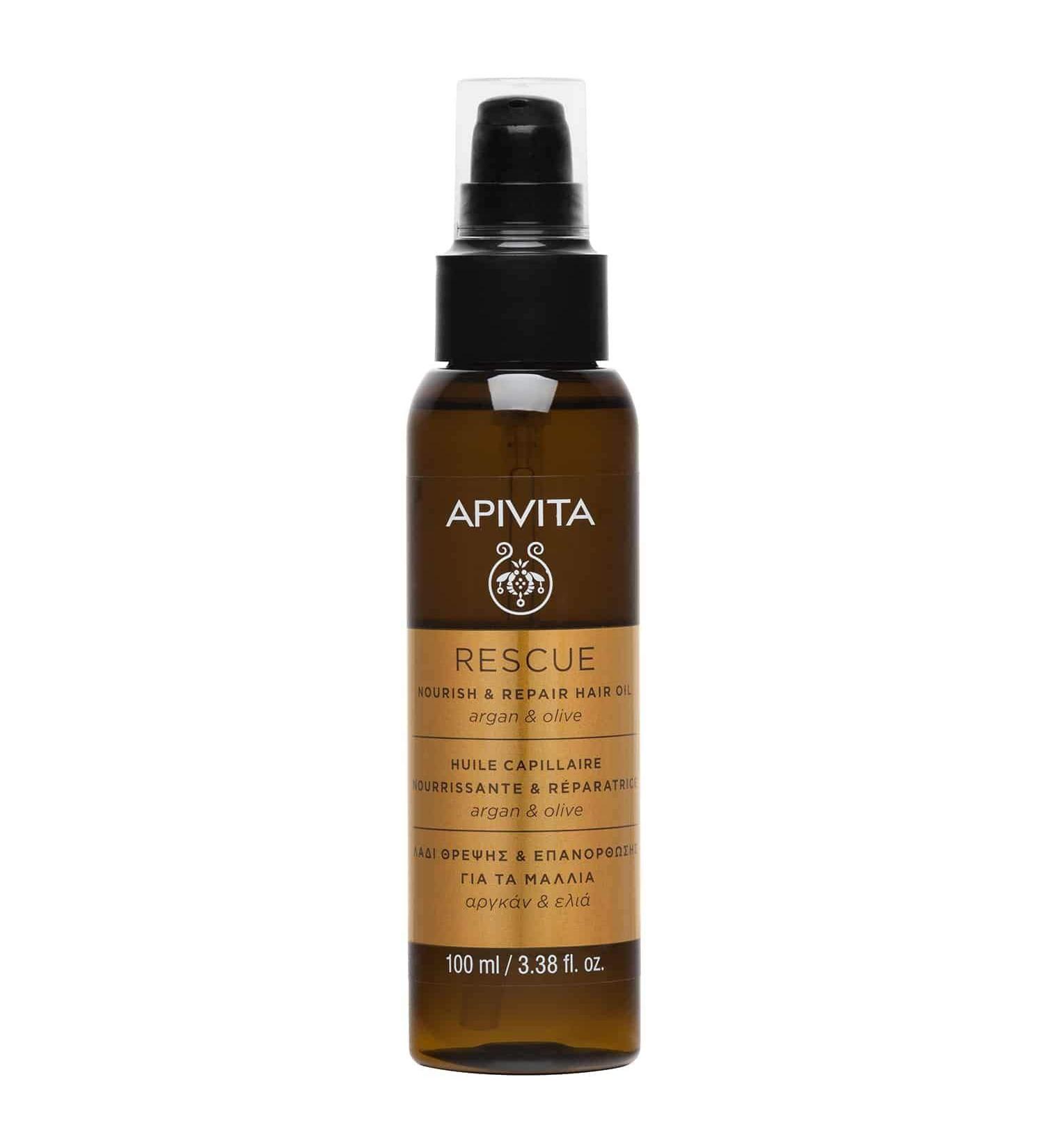 Apivita Rescue Hair Oil Treatment Capelli Secchi/Danneggiati with Olio di Argan e Olive 100 ml - Buy Online on GoSupps.com