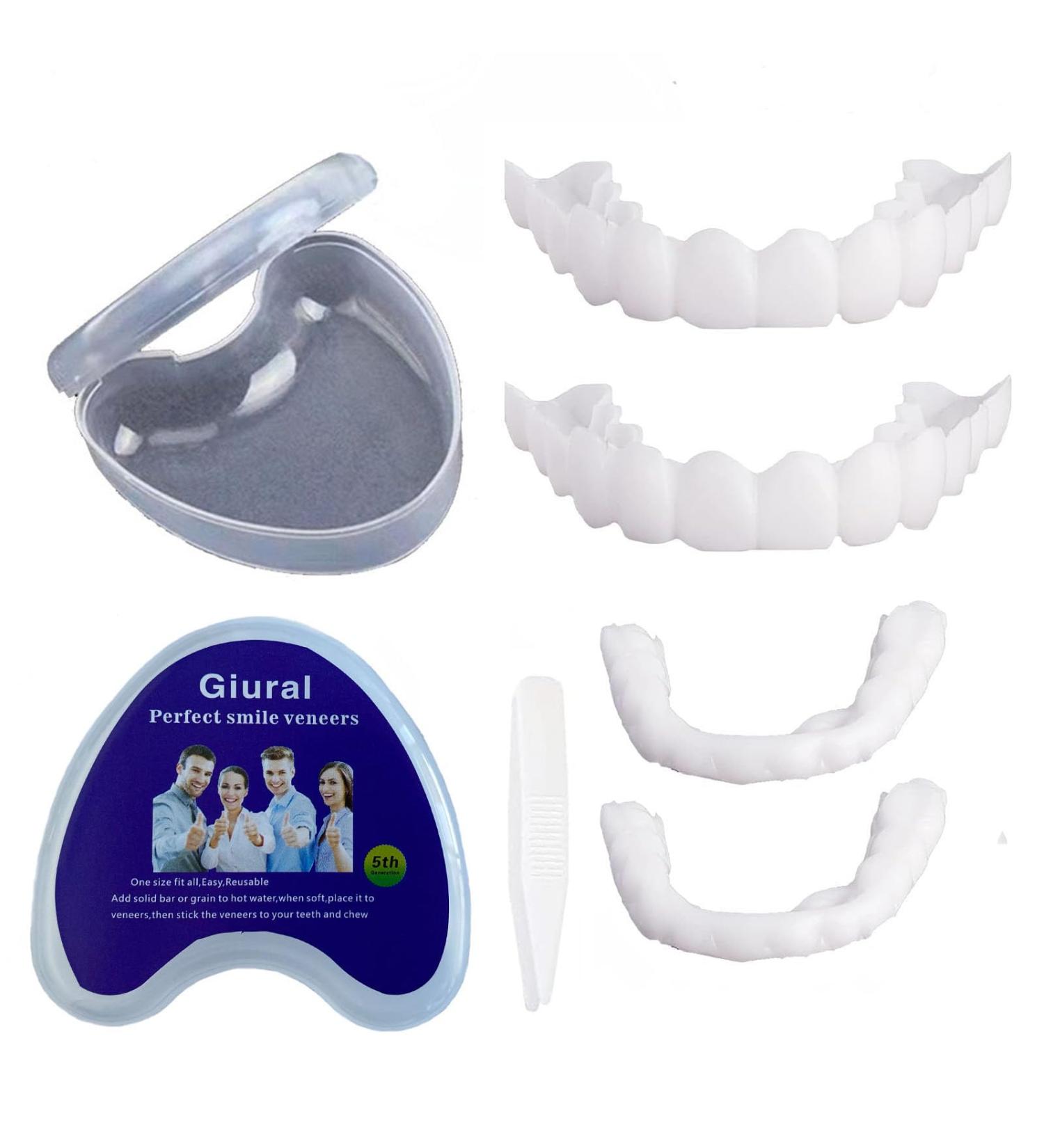 2 Sets Dentures Cosmetic Teeth Veneers Perfect Smile Snap on Instant Perfekt Smile Temporary Teeth 2 Upper & 2 Lower Essential for Dating & Work - Buy Online on GoSupps.com