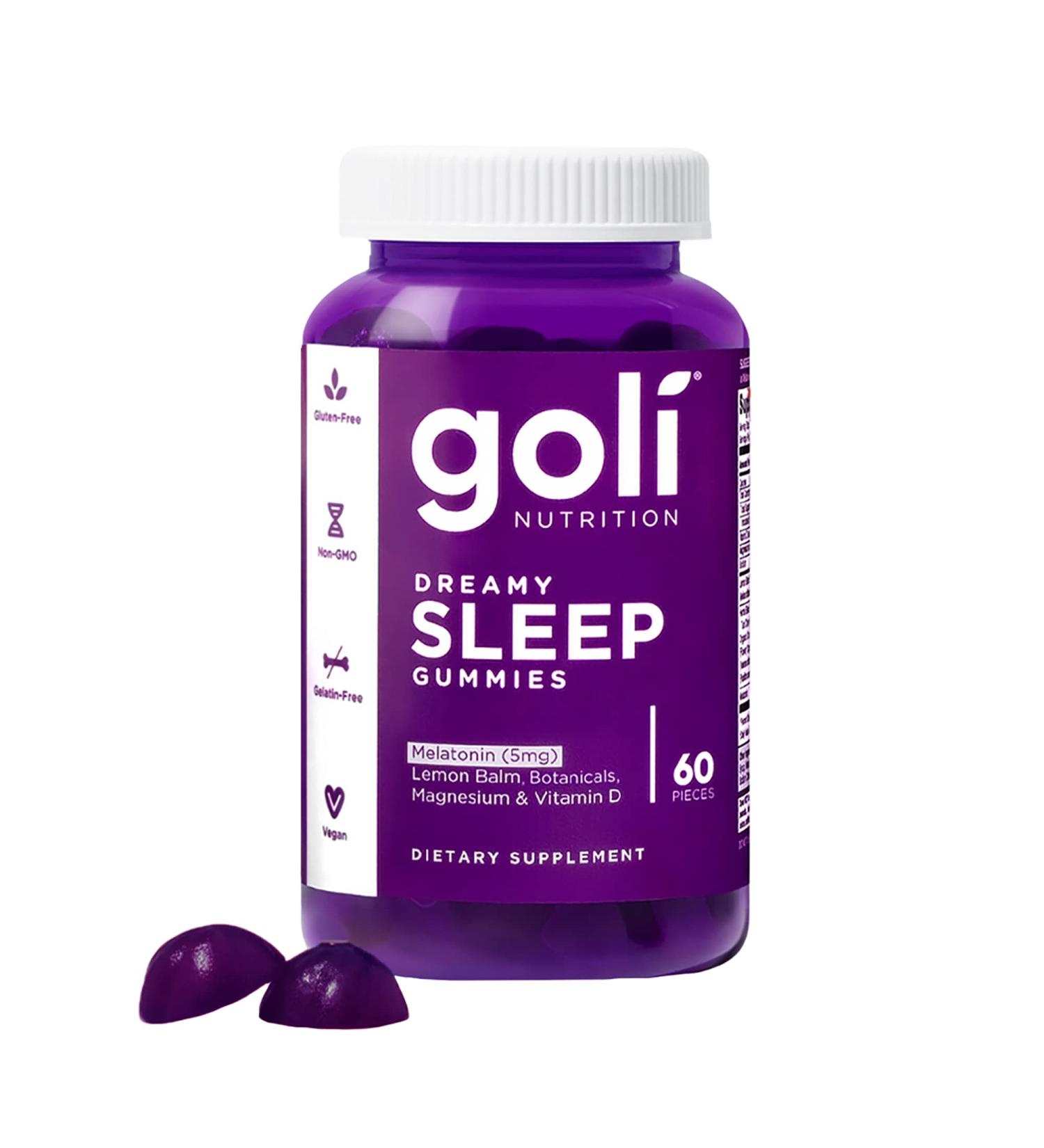 Goli Dreamy Sleep Gummy - 60ct Melatonin Vitamin D Magnesium Lemon Balm - Vegan & Non-GMO - Buy Online on GoSupps.com