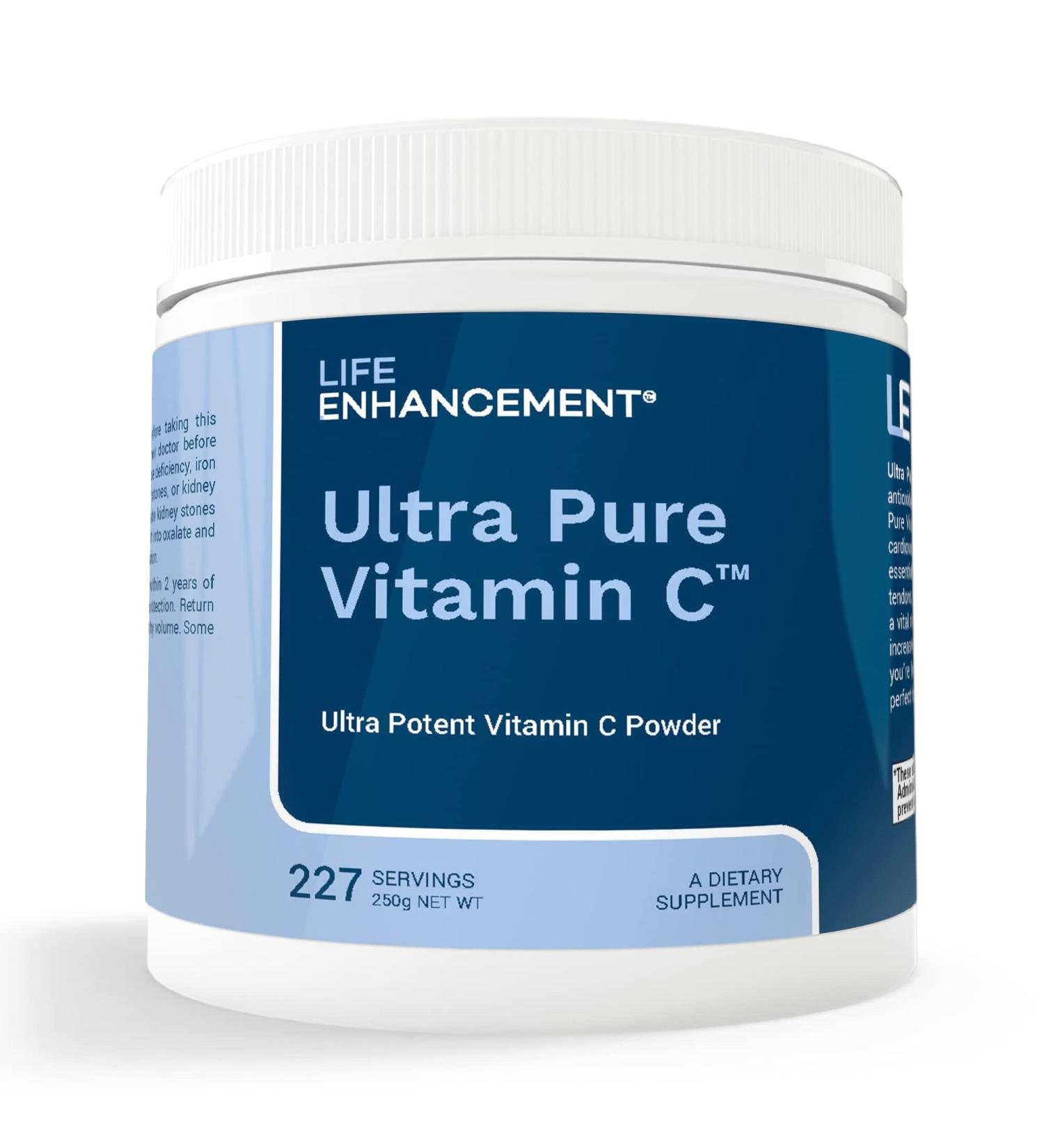 Life Enhancement Ultra Pure Vitamin C Powder - 1 100 mg Ascorbic Acid Vitamin C Supplement - 227 Servings - Buy Online on GoSupps.com