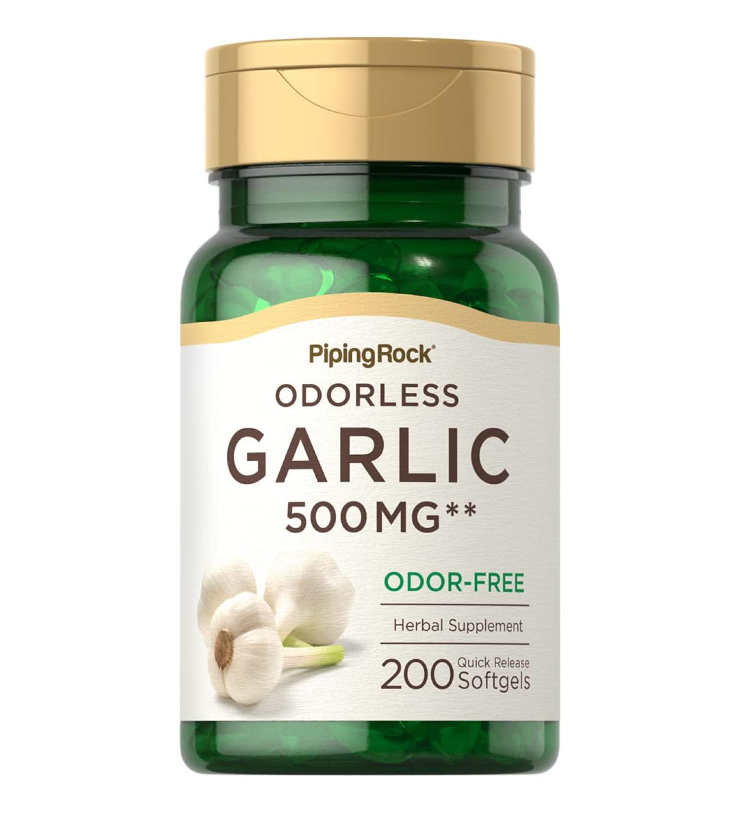Piping Rock Odorless Garlic Softgels 500mg - 200 Count Herbal Supplement - Non-GMO & Gluten Free - Buy Online on GoSupps.com