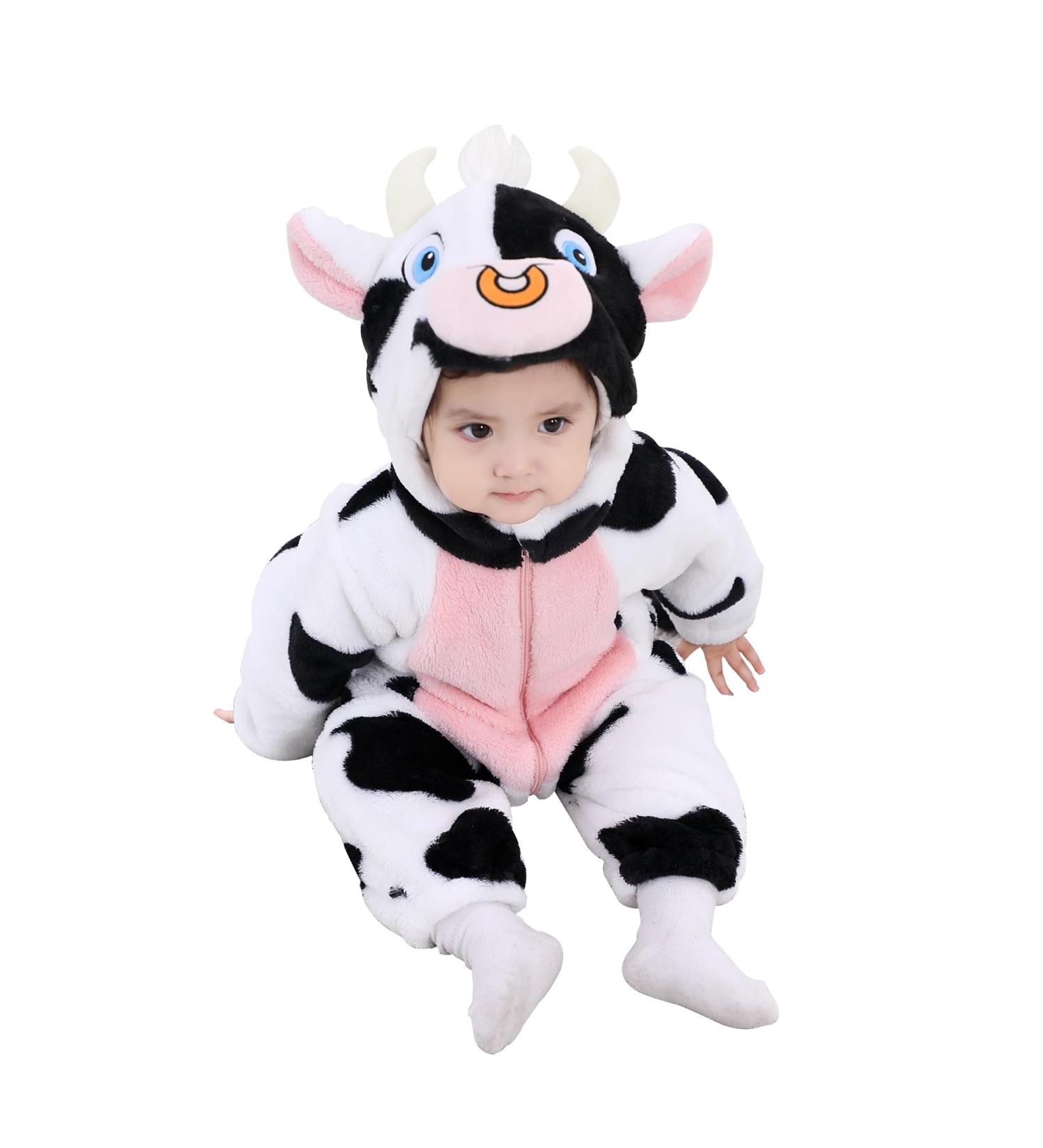 Doladola Unisex Baby Onesie - Animal Cartoon Cat Jumpsuit - Hooded Romper Outfit for Toddlers (0-3 Months) - Cow Design - Buy Online on GoSupps.com