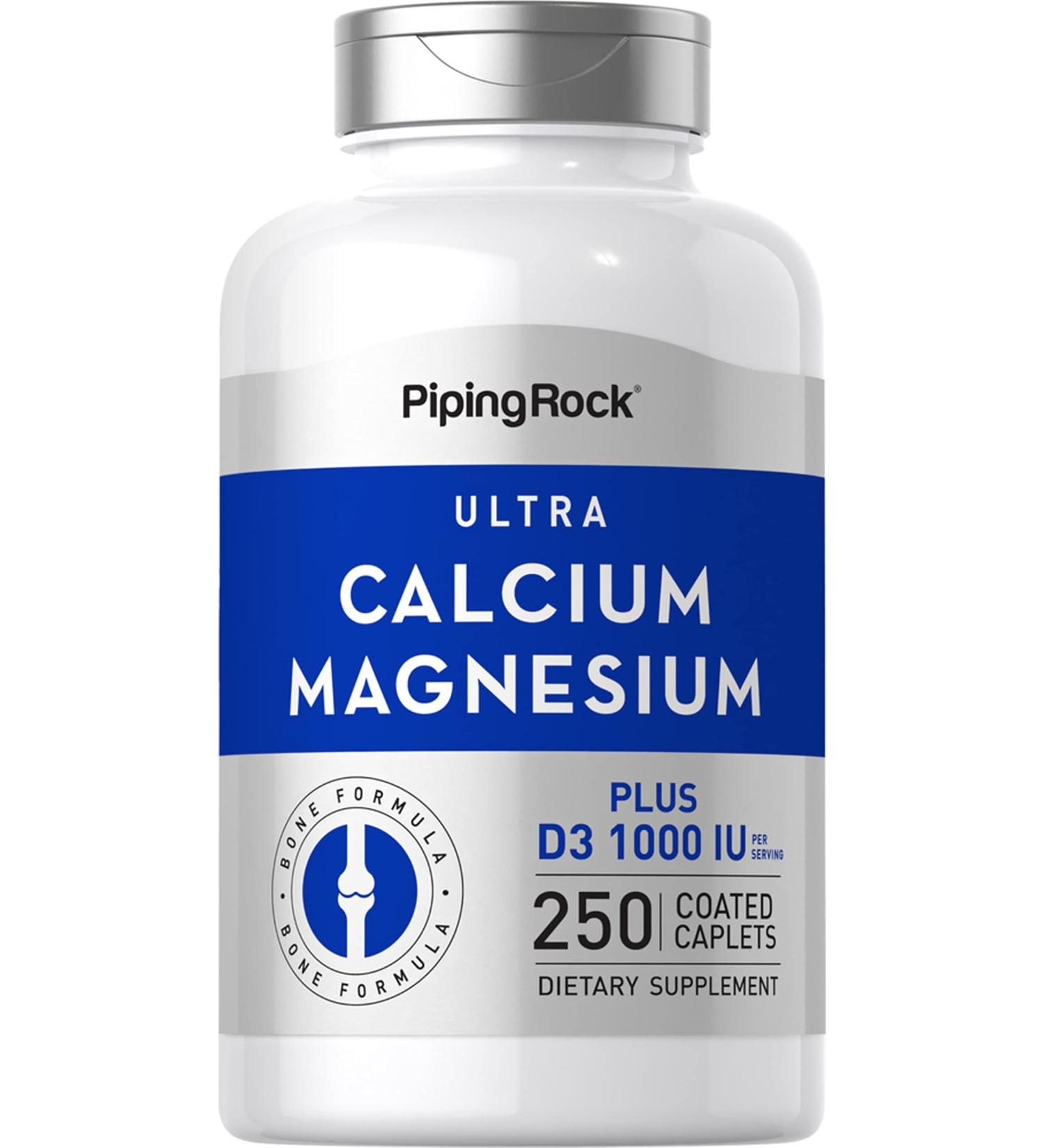 Piping Rock Calcium Magnesium with Vitamin D3 | 250 Caplets | Bone Support Complex - Buy Online on GoSupps.com