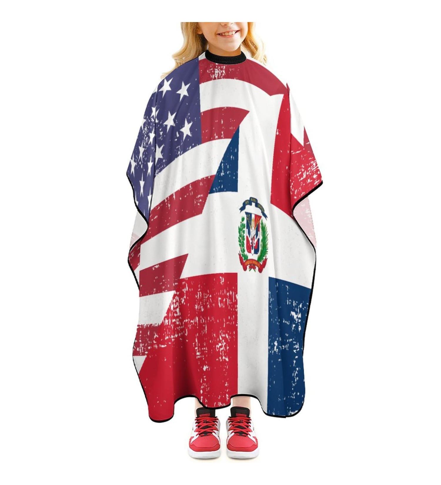 Shop Dominican Flag Barber Cape | Professional Hair Cutting Apron for Kids Perfect for Boys & Girls - Buy Online on GoSupps.com