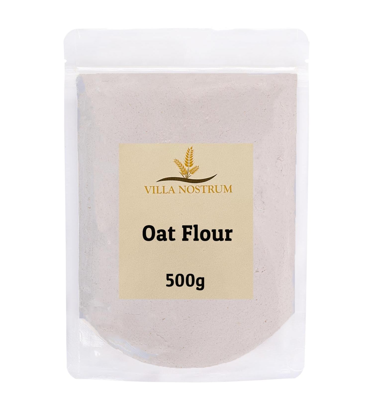 Oat Flour 500g by Villa Nostrum Vegan. Non-GMO Low-Carb Oat Flour with Protein & Dietary Fiber for Baking Cooking & More