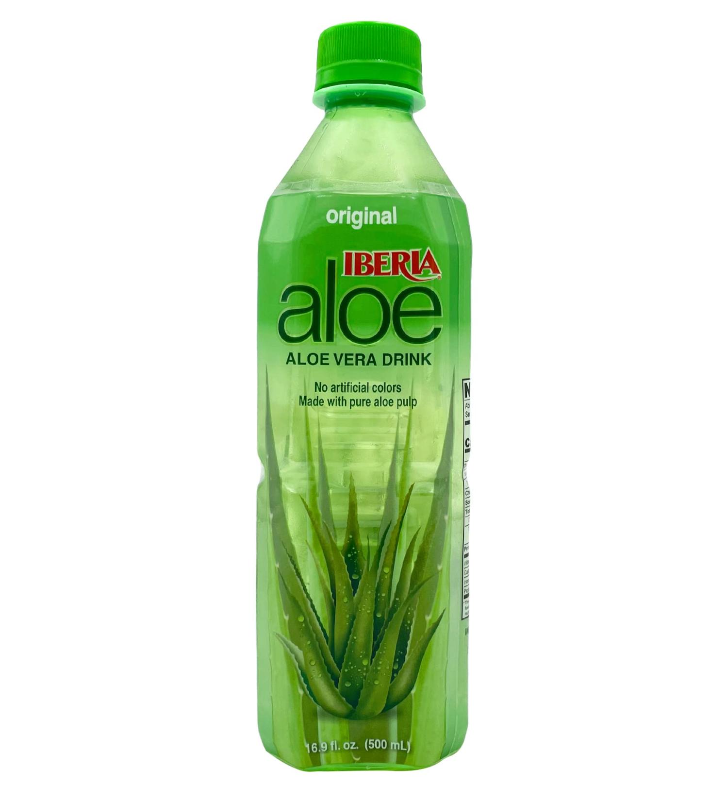Iberia Aloe Vera Drink with Pulp Original 16.9 fl oz - Pack of 24, 100% Natural Juice - Buy Online on GoSupps.com