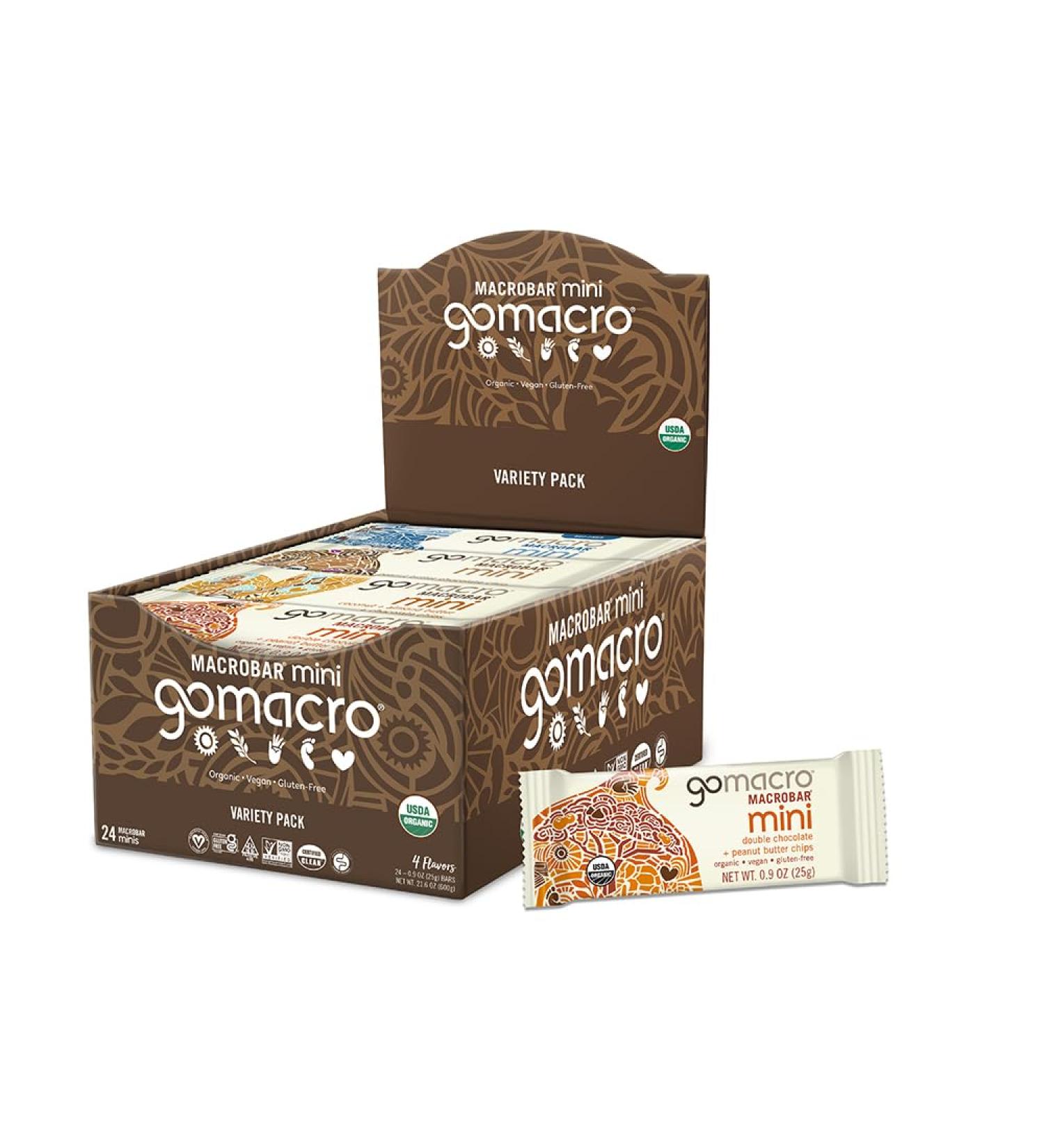 GoMacro MacroBar Mini Organic Vegan Protein Bars Variety Pack 0.9 Oz 24 Count Mini Variety Pack - Buy Online on GoSupps.com