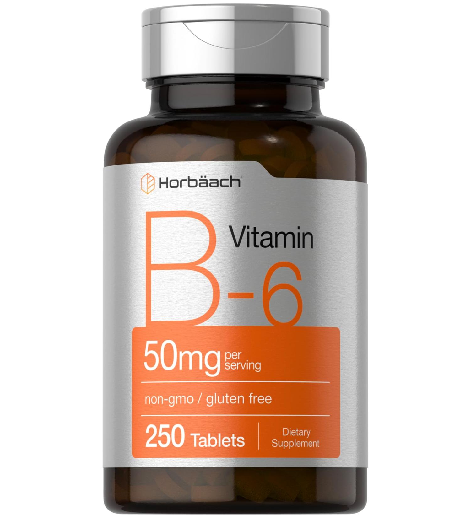 Horb ach B6 Vitamin 50mg | 250 Tablets | Non-GMO & Gluten Free Supplement - Buy Online on GoSupps.com