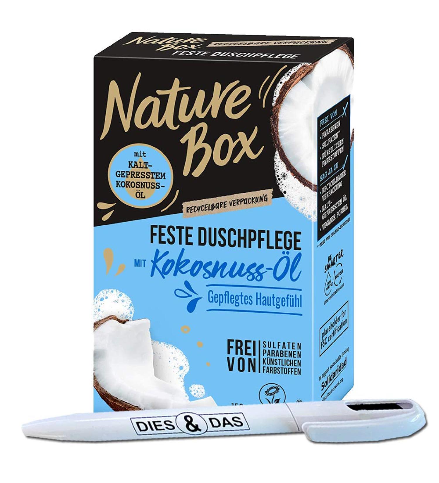 Nature Box Solid Shower Care with Coconut Oil 150g + Ballpoint Pen worth 2.90