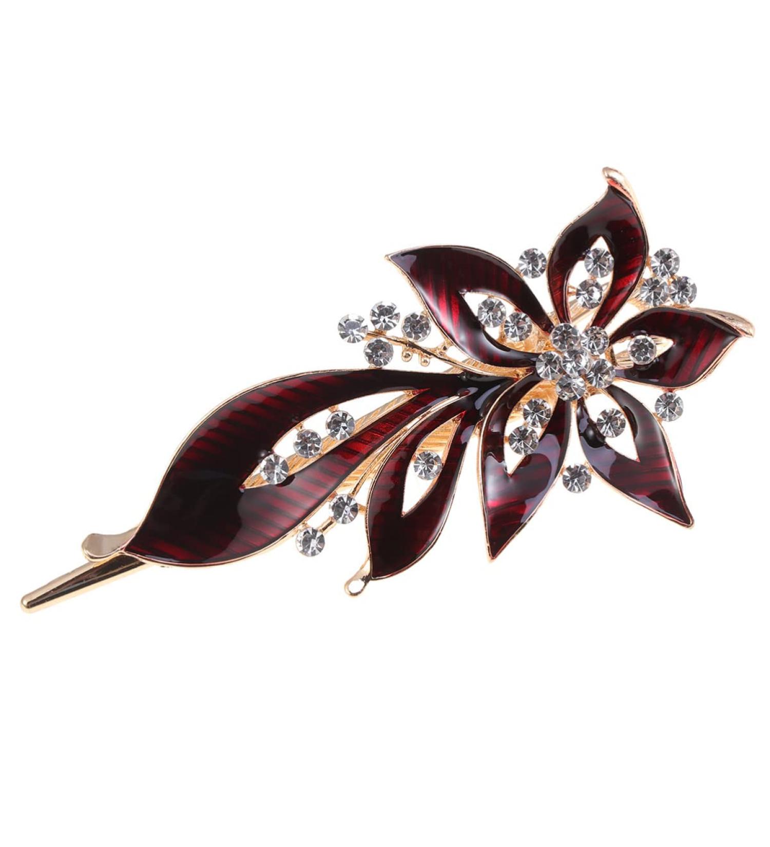 Lurrose Red Crystal Antique Flower Hair Clips Elegant Hair Accessories for Women - Buy Online on GoSupps.com