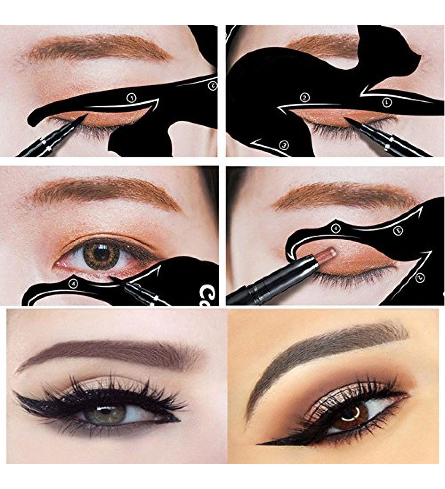Barhunkft(TM) Cat Line Pro Eyeliner Stencils - 2Pcs Makeup Tool for Perfect Cat Eye Look - Buy Online on GoSupps.com